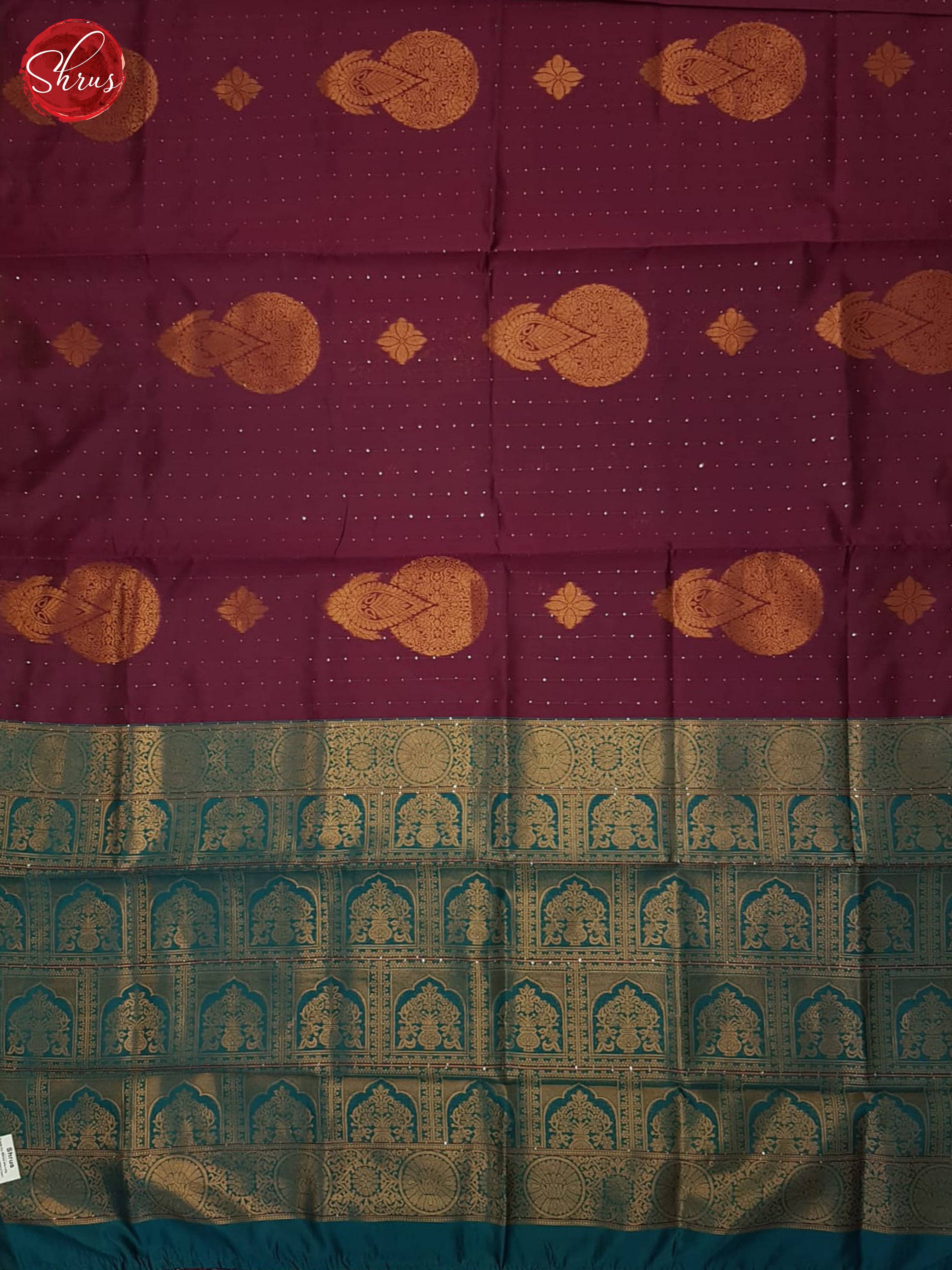 Maroon & Blue- Semi Softsilk Saree - Shop on ShrusEternity.com