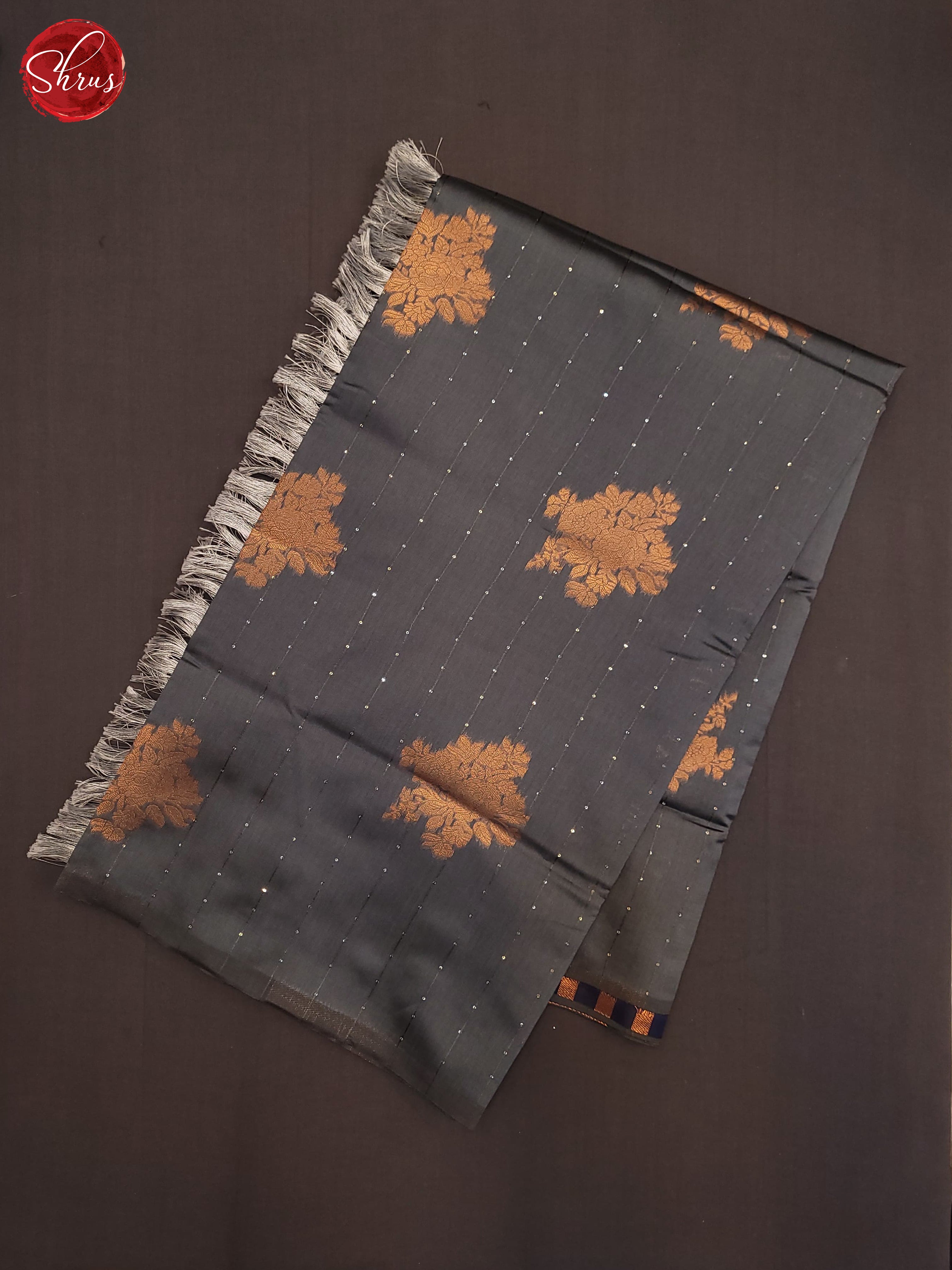 Grey and blue- Semi Softsilk Saree - Shop on ShrusEternity.com