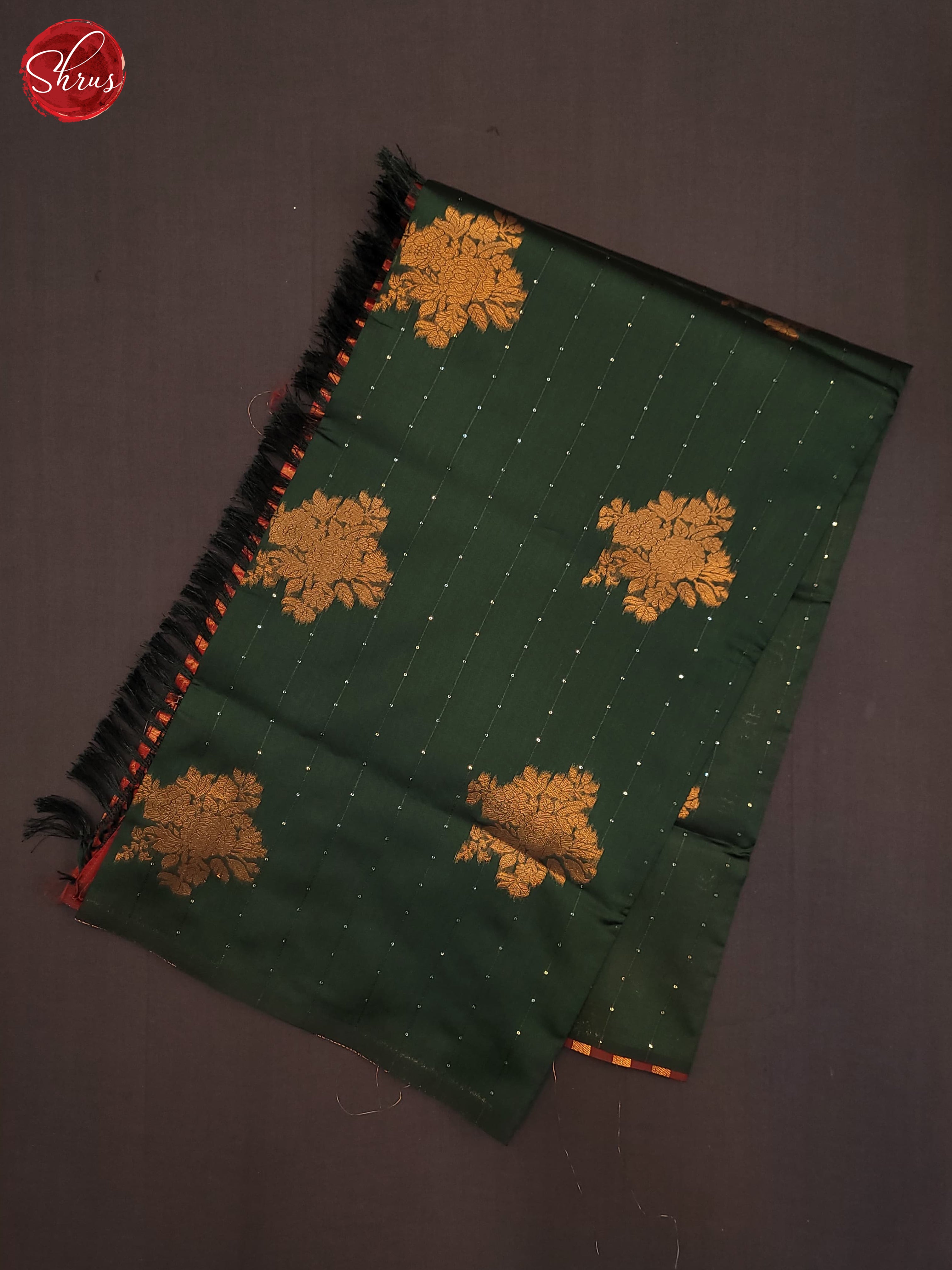 Bottle Green & Maroon- Semi Softsilk Saree - Shop on ShrusEternity.com