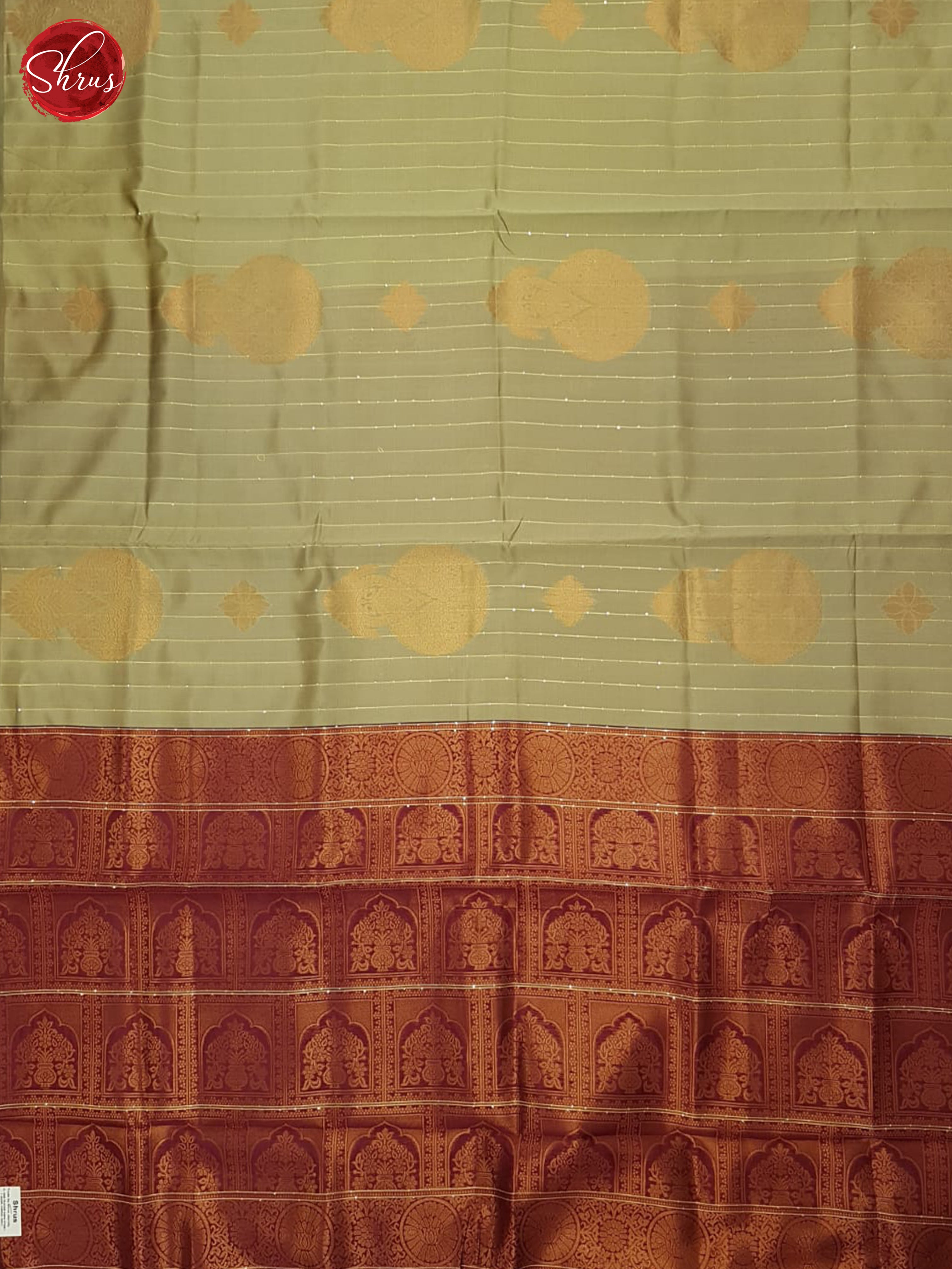 Grey & Maroon - Semi Softsilk Saree - Shop on ShrusEternity.com