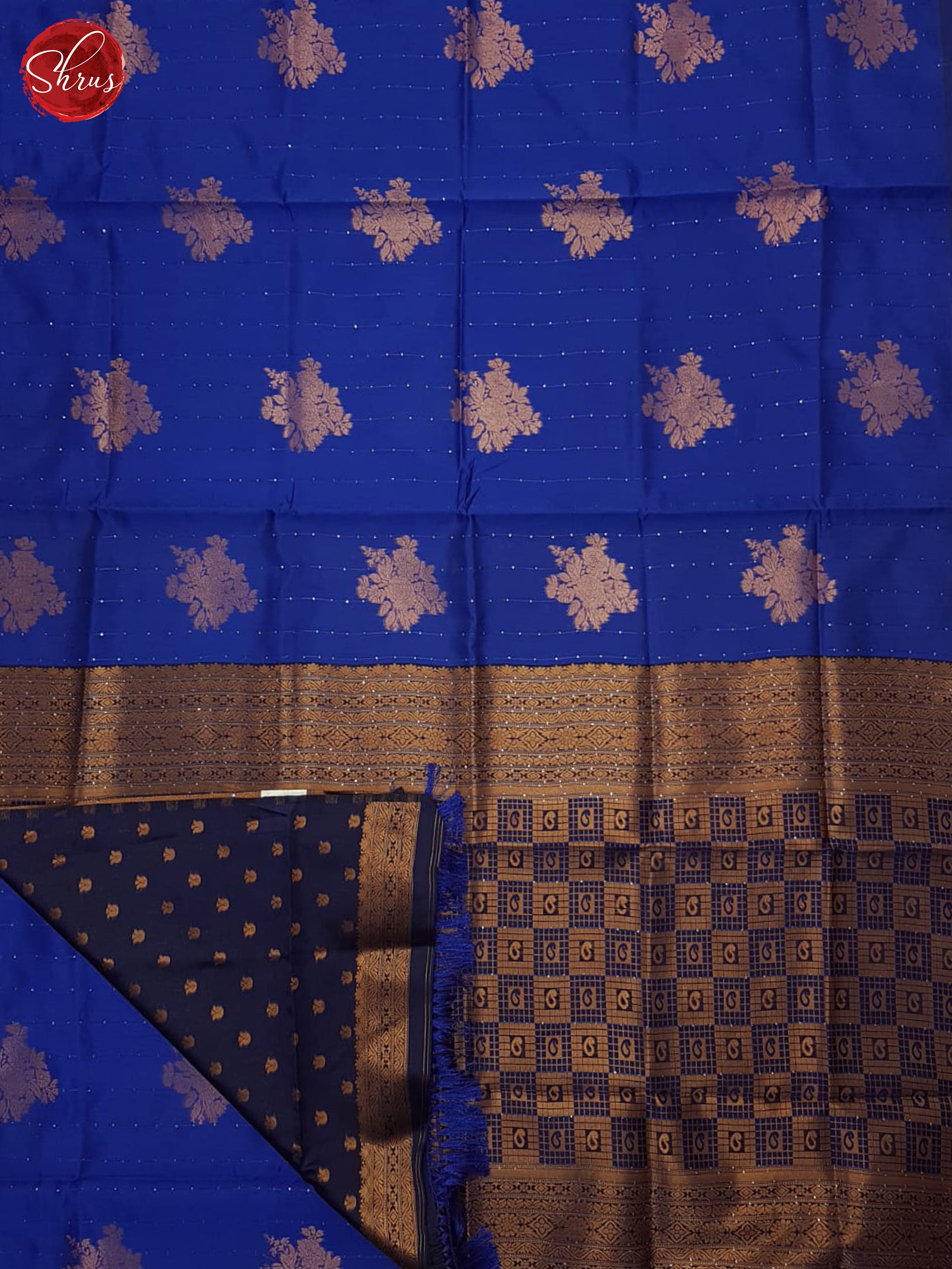 Blue and Navy blue- Semi Softsilk Saree - Shop on ShrusEternity.com