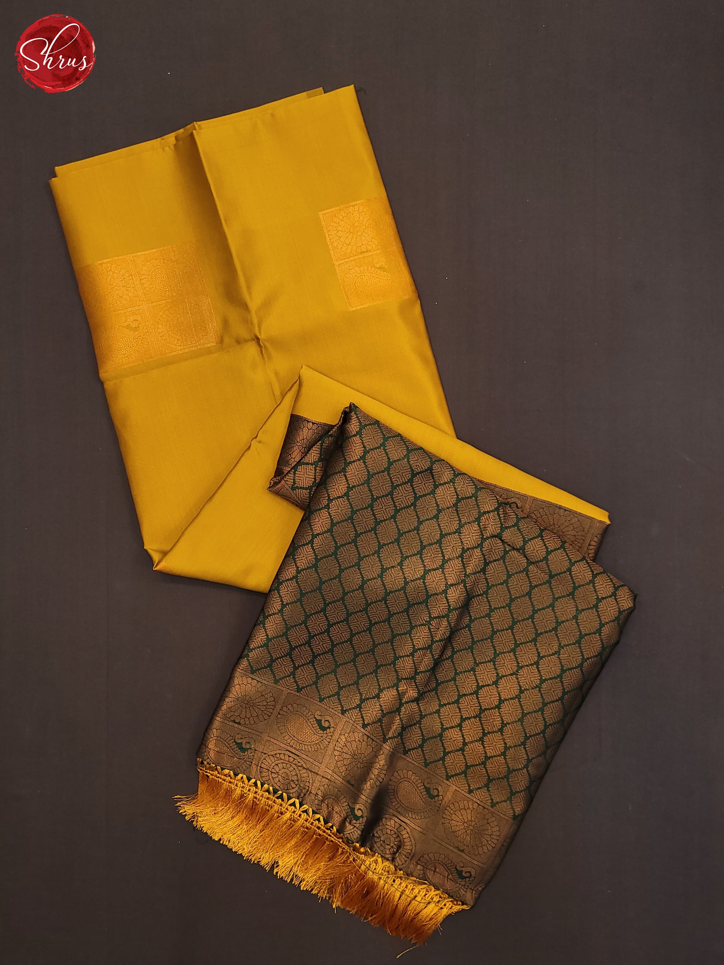 Honey and Bottle green- Semi Soft Silk Saree - Shop on ShrusEternity.com