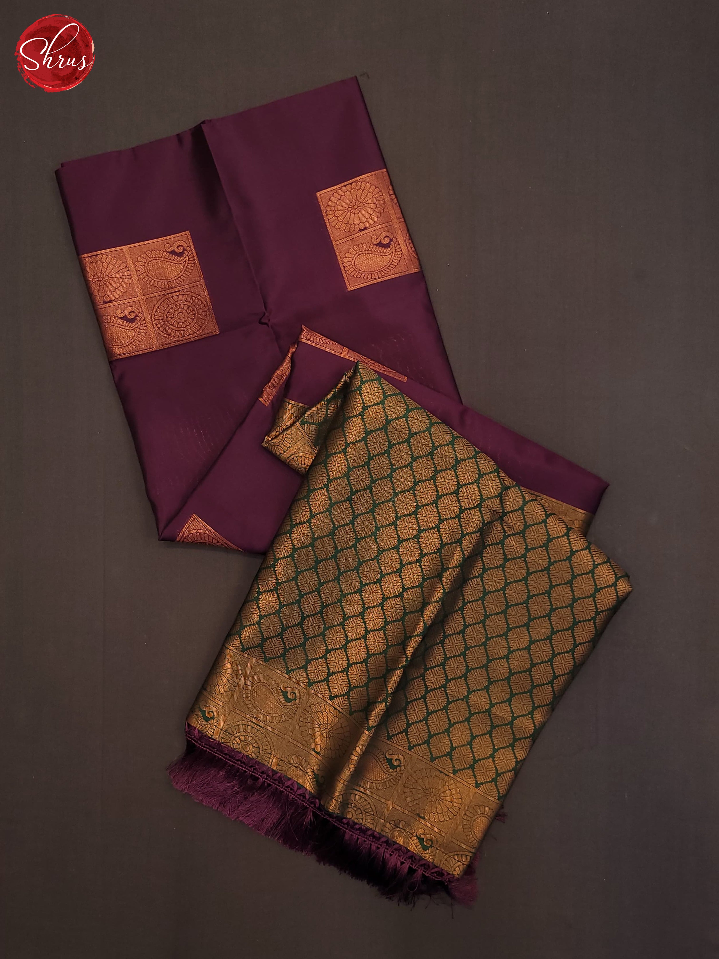 Wine and green-Semi soft silk saree - Shop on ShrusEternity.com