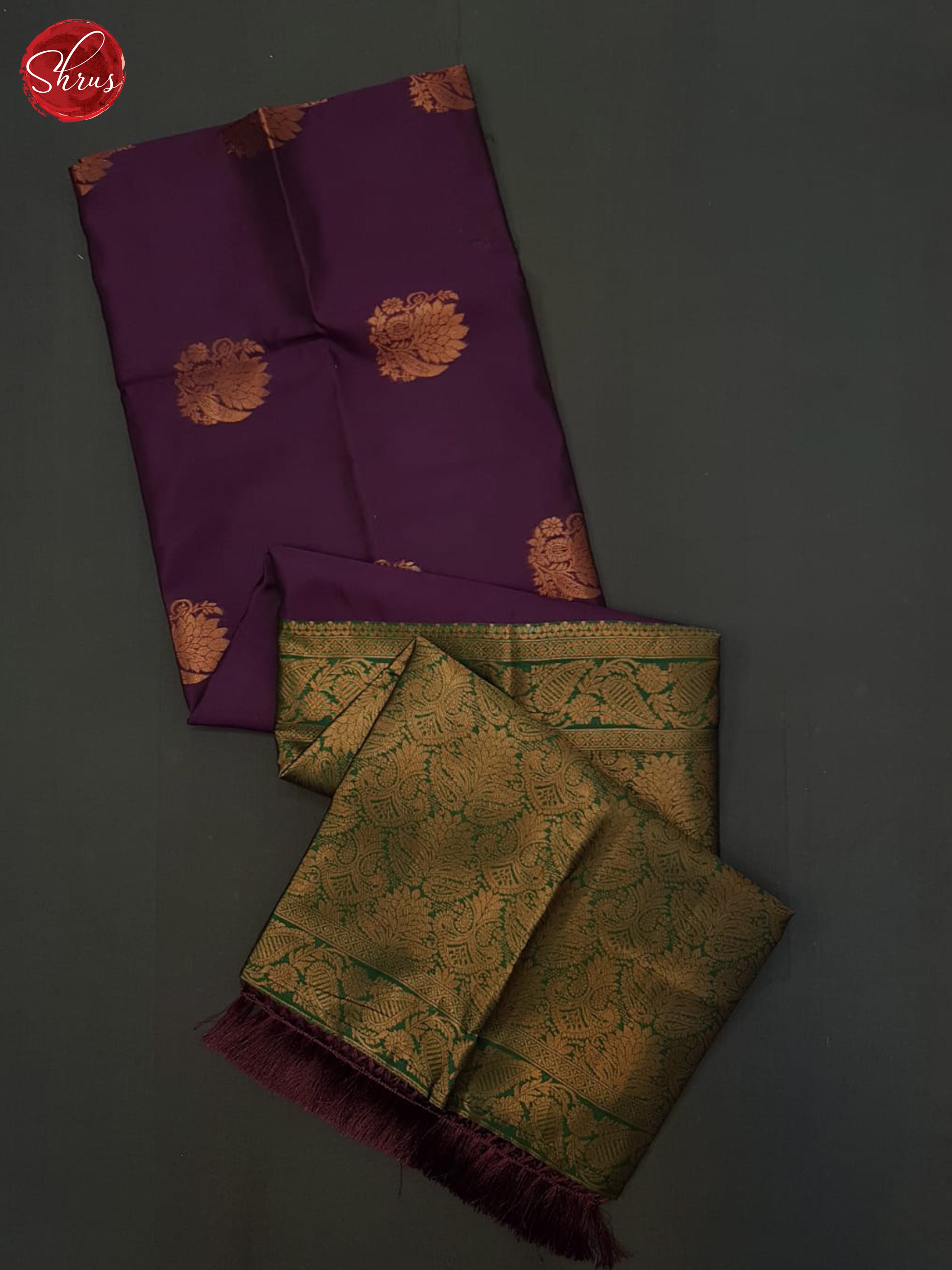 Wine And Green- Semi Soft Silk Saree - Shop on ShrusEternity.com