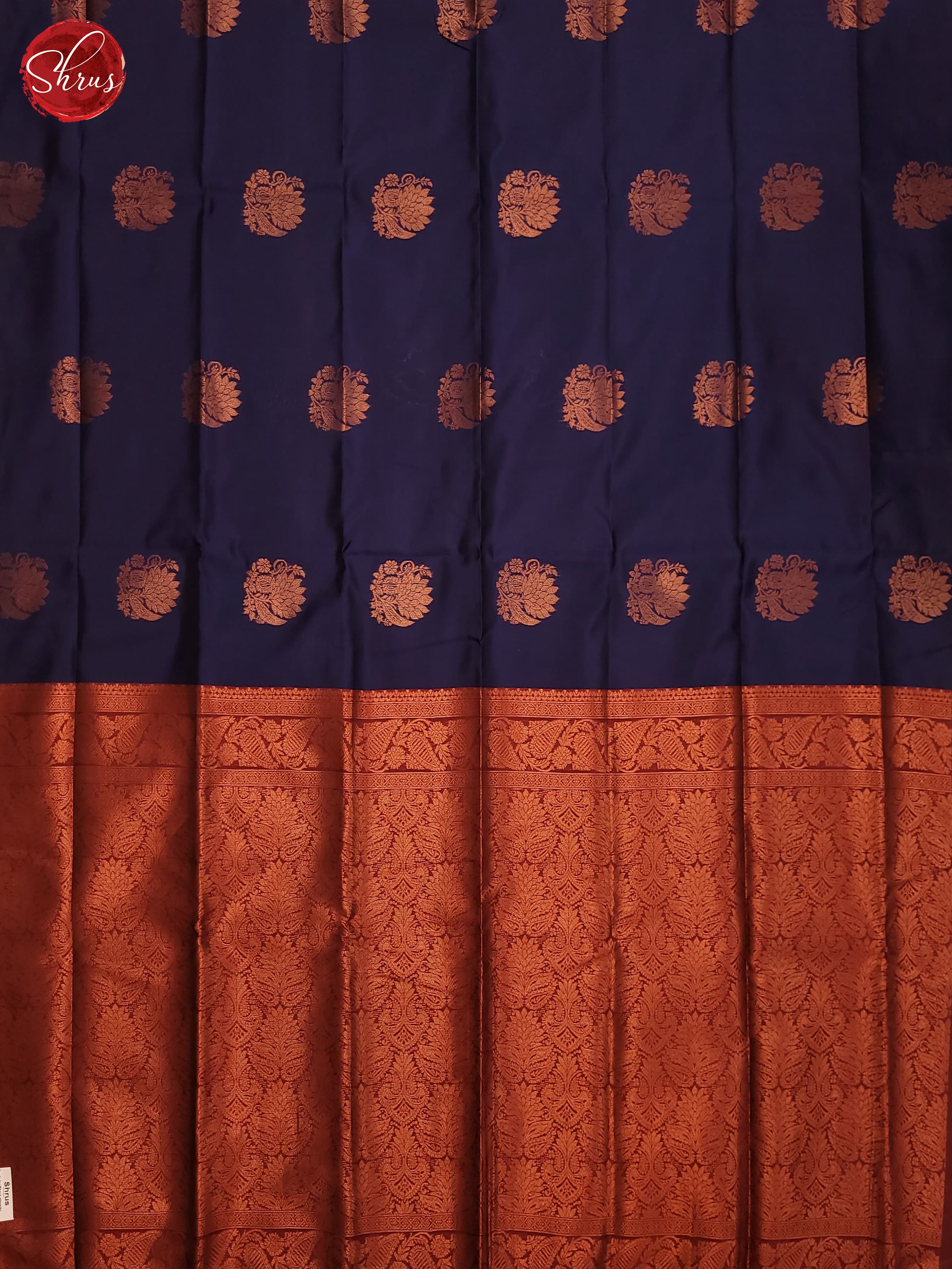 Navy Blue & Maroon - Semi Softsilk Saree - Shop on ShrusEternity.com