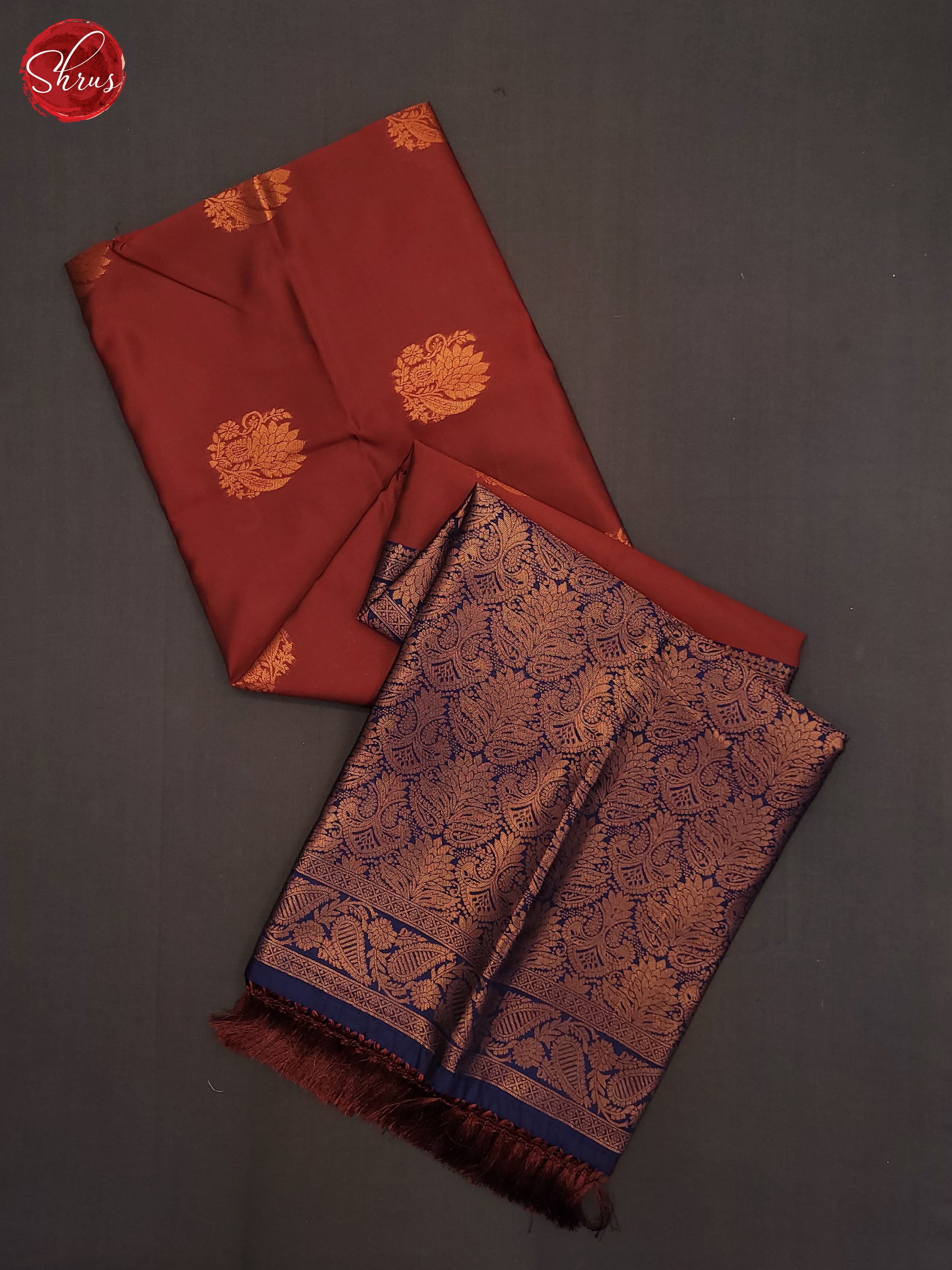 Maroon and Navy blue - Semi Soft Silk Saree - Shop on ShrusEternity.com