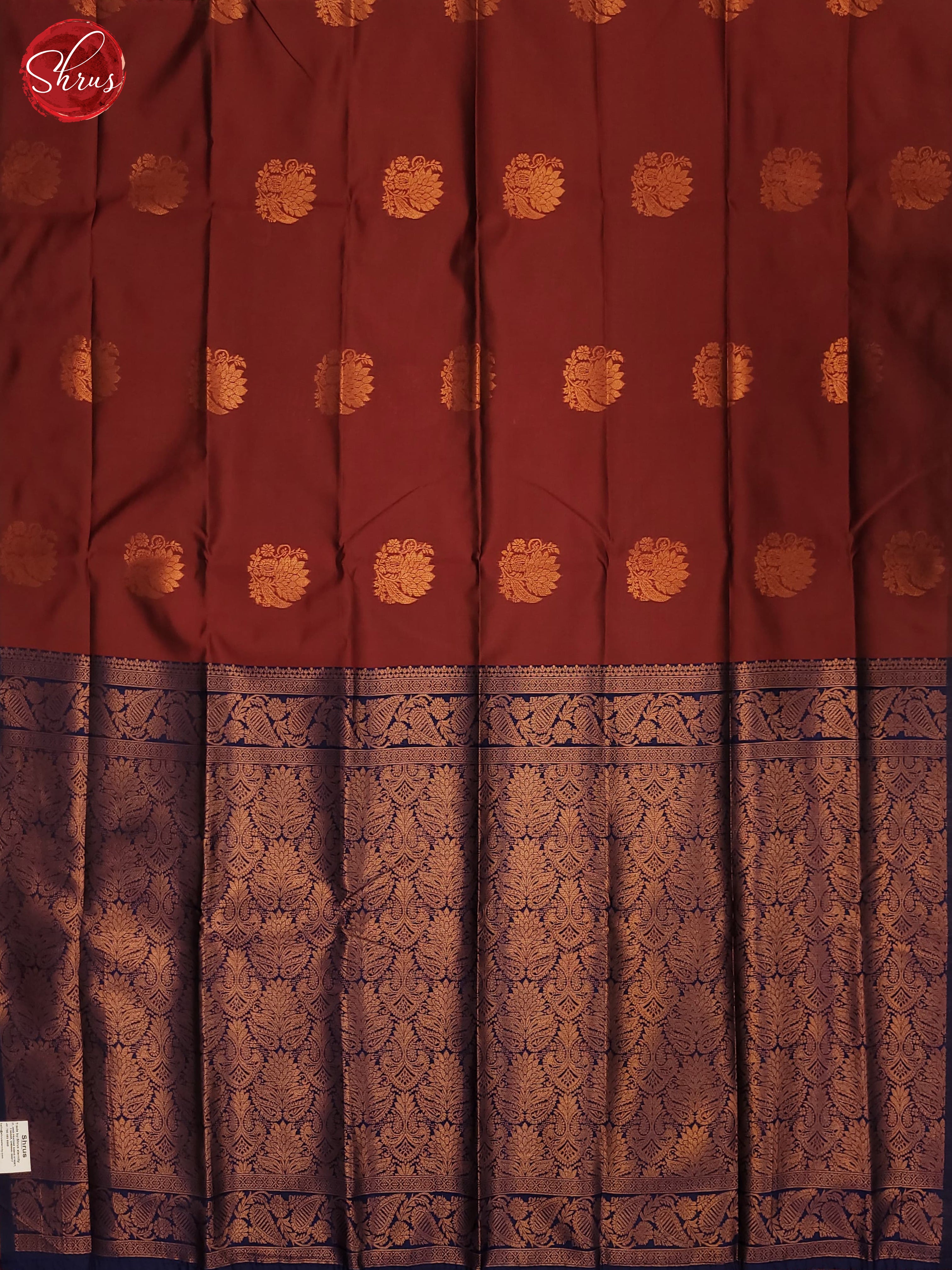 Maroon and Navy blue - Semi Soft Silk Saree - Shop on ShrusEternity.com