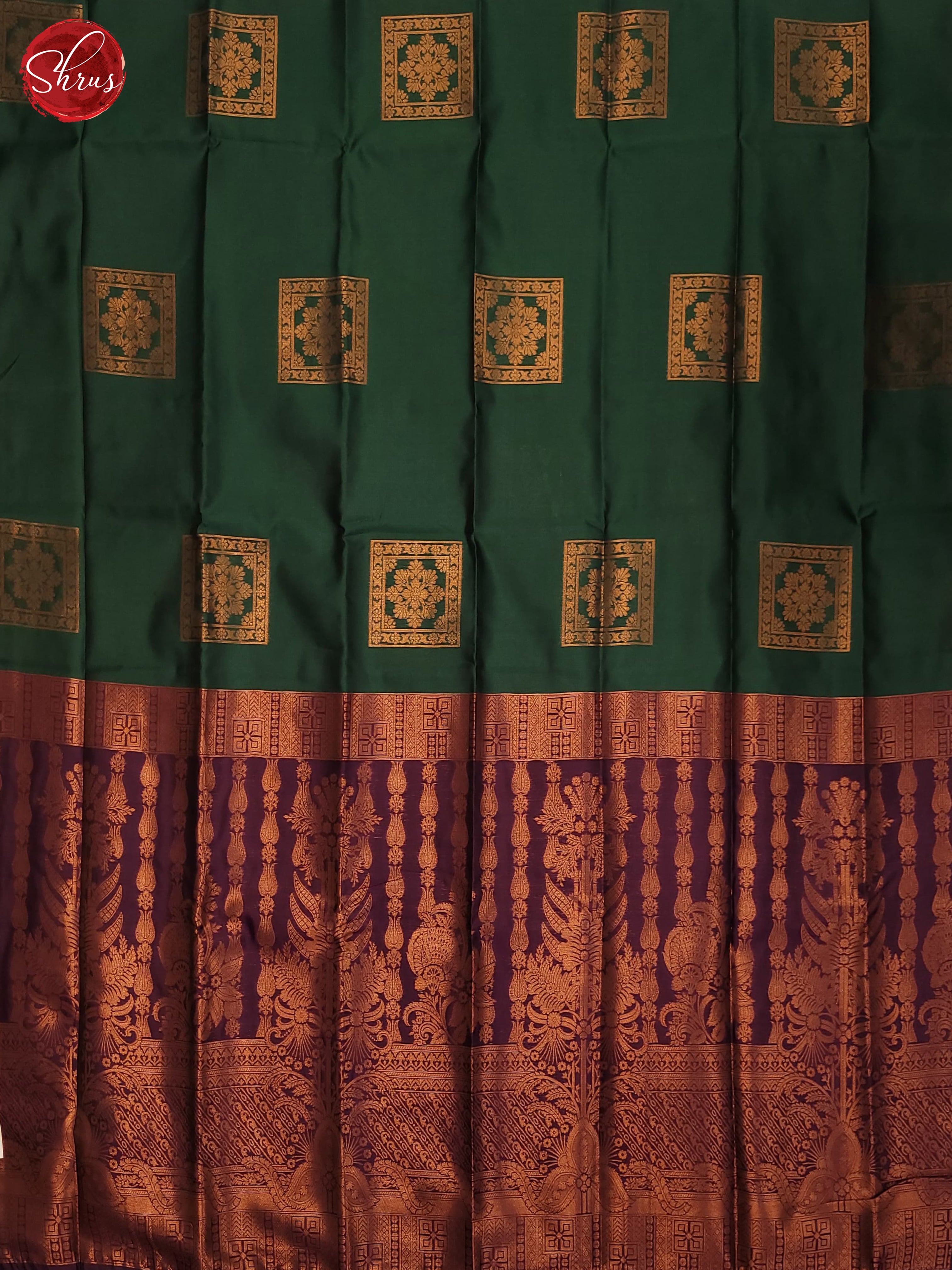 Bottle Green and wine- Semi Soft Silk Saree - Shop on ShrusEternity.com