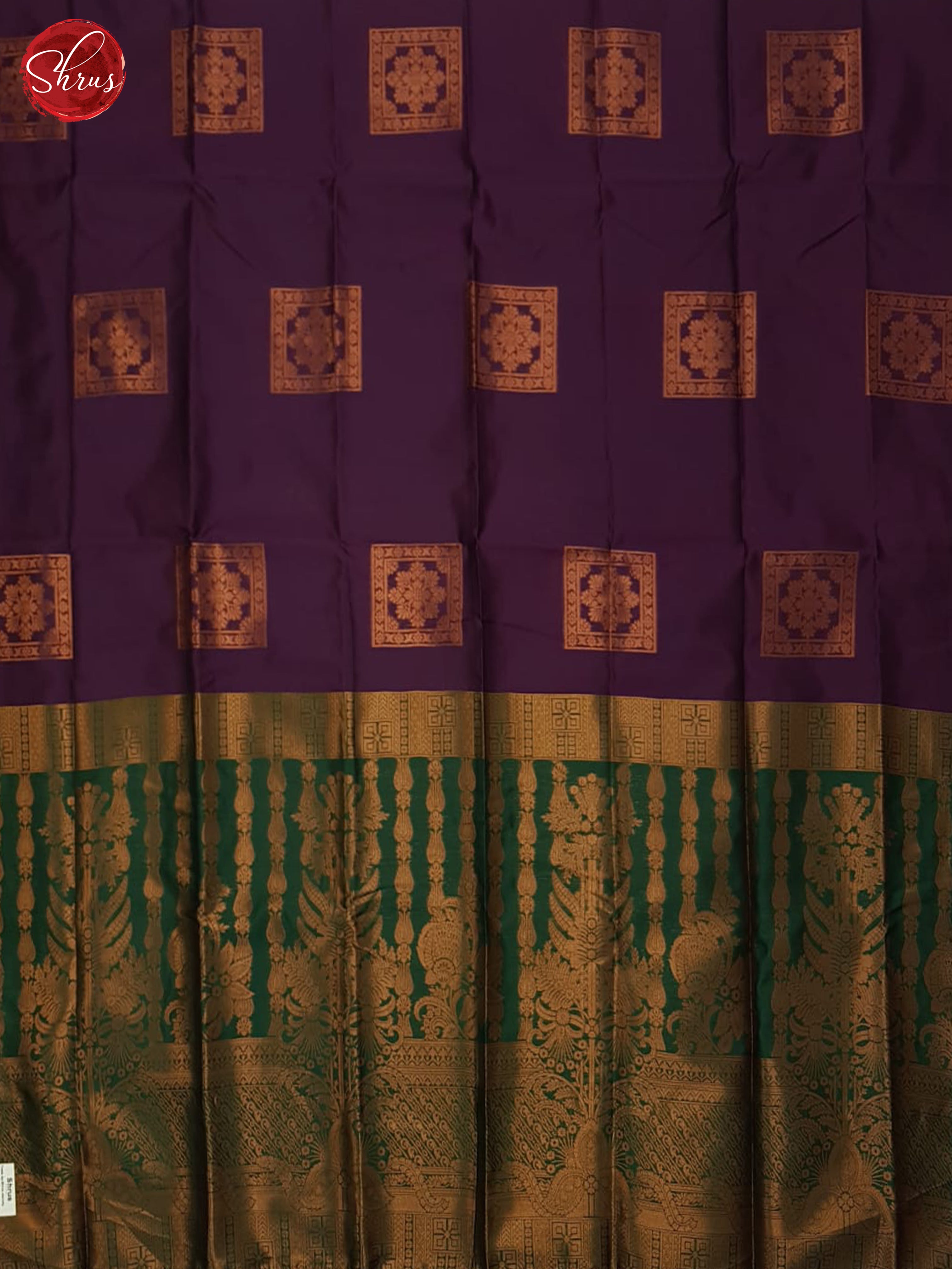 Purple & Green - Semi Softsilk Saree - Shop on ShrusEternity.com