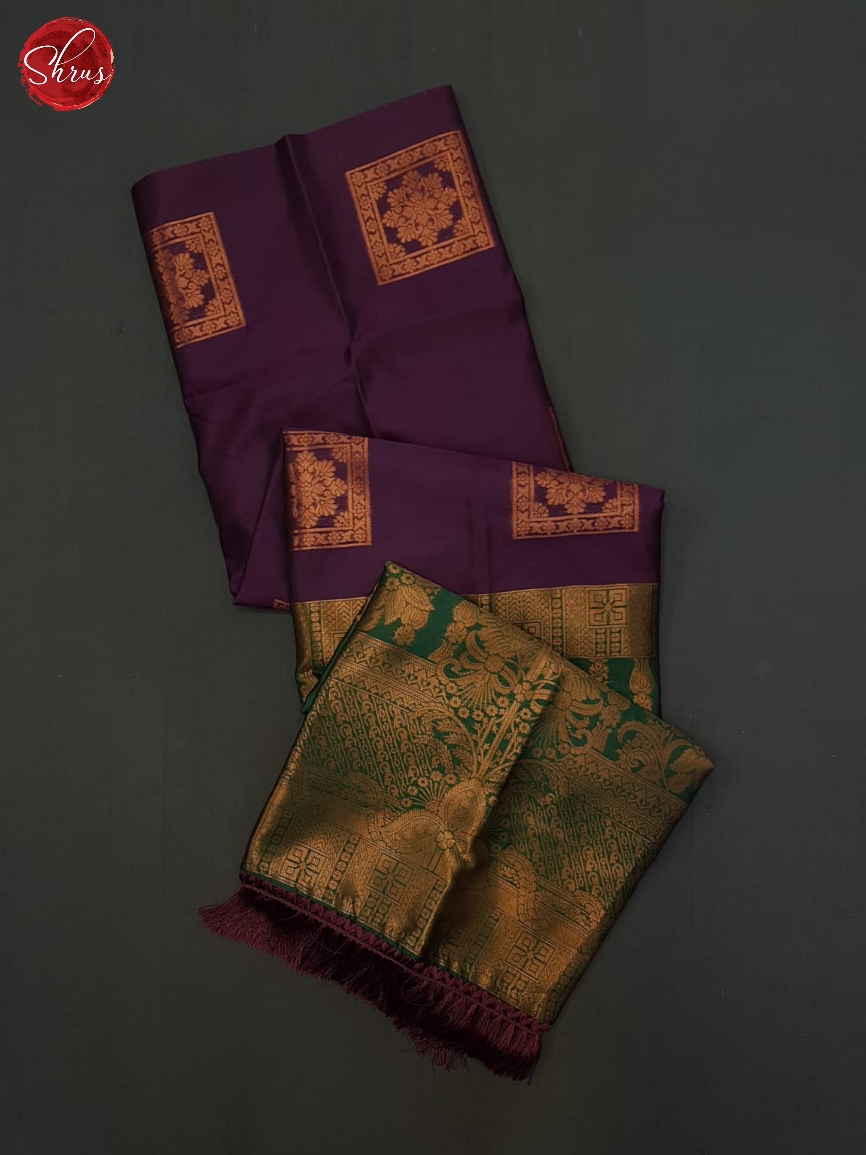 Purple & Green - Semi Softsilk Saree - Shop on ShrusEternity.com