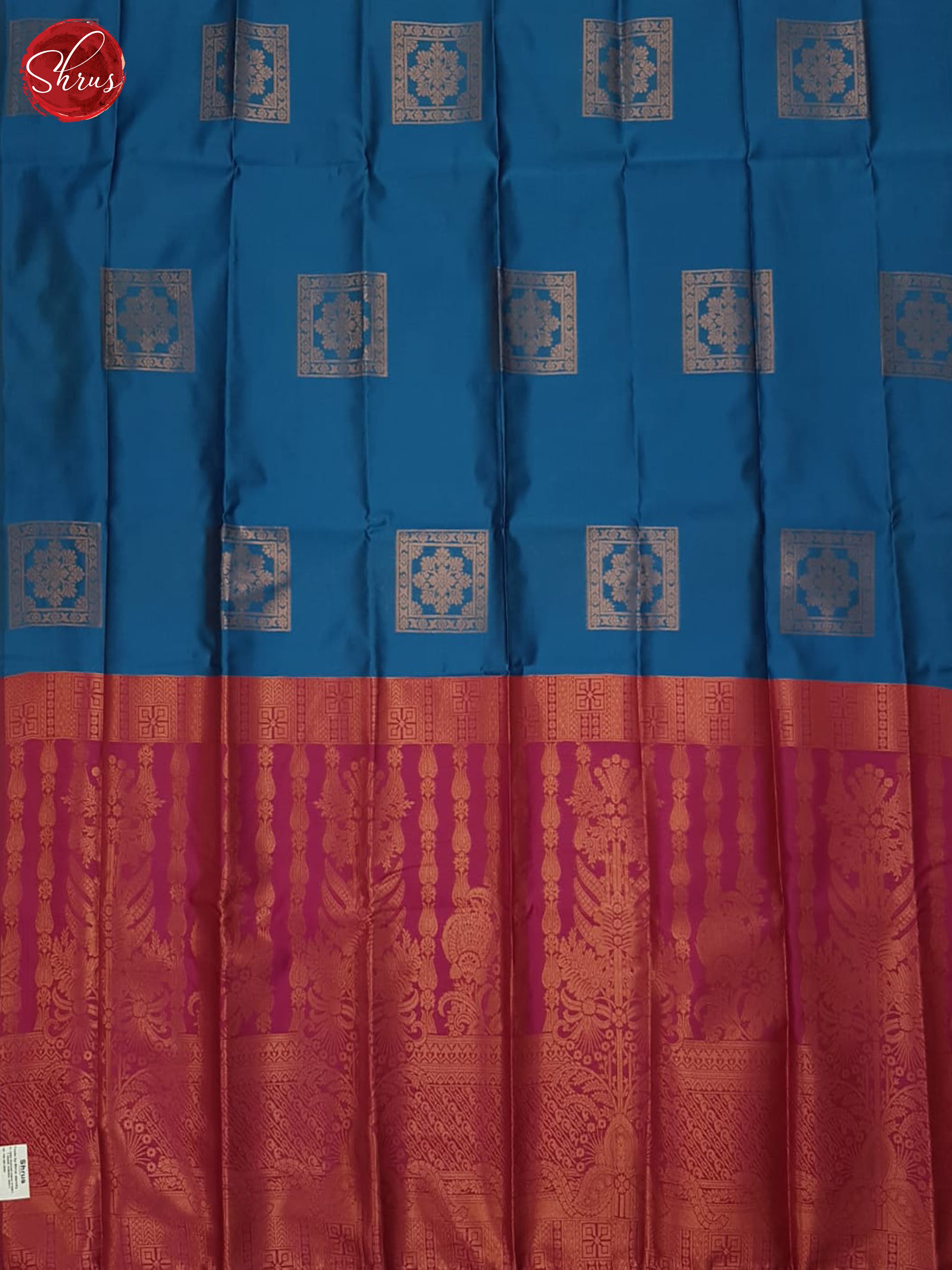 Blue & Pink - Semi Softsilk Saree - Shop on ShrusEternity.com