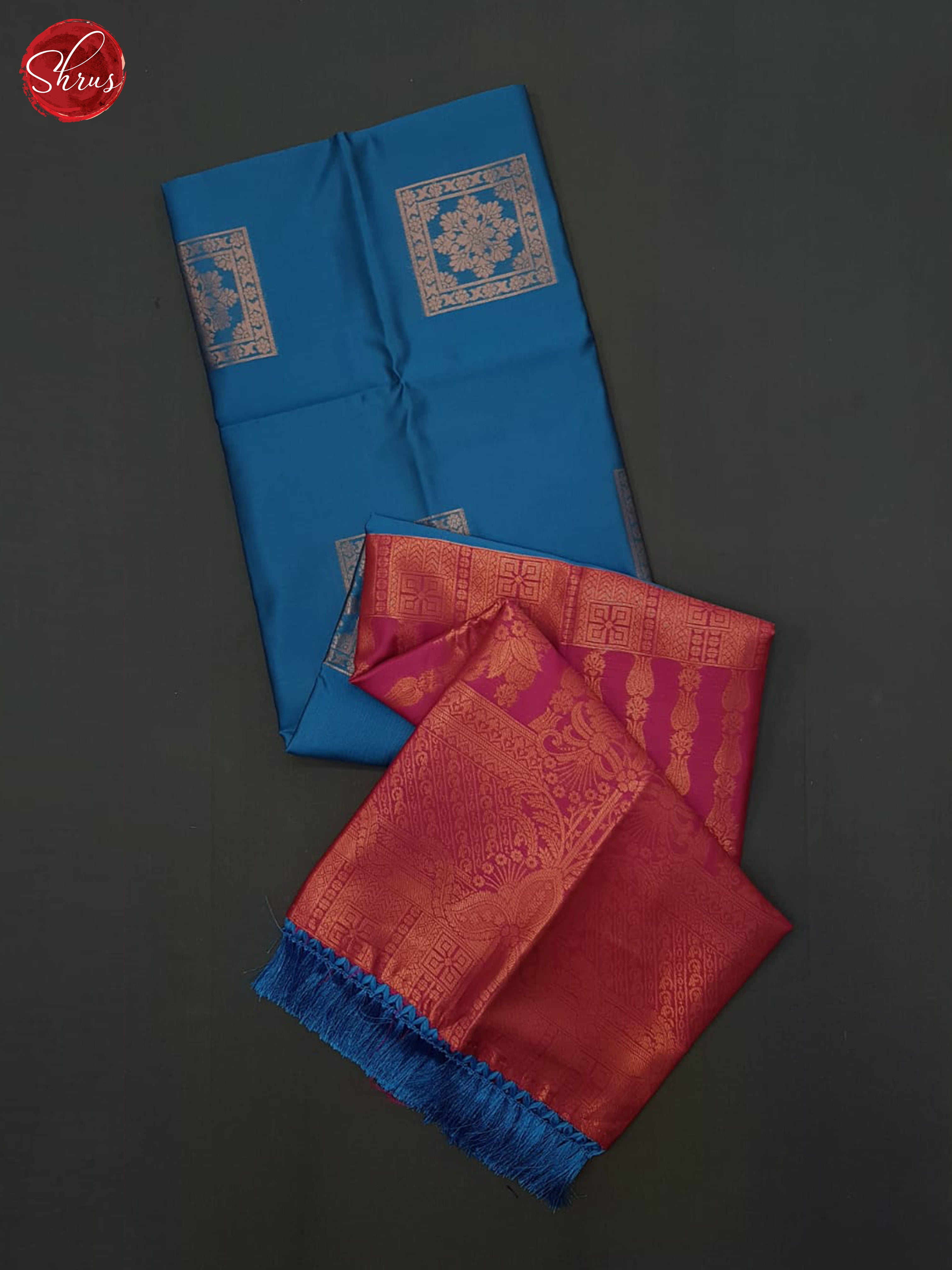 Blue & Pink - Semi Softsilk Saree - Shop on ShrusEternity.com