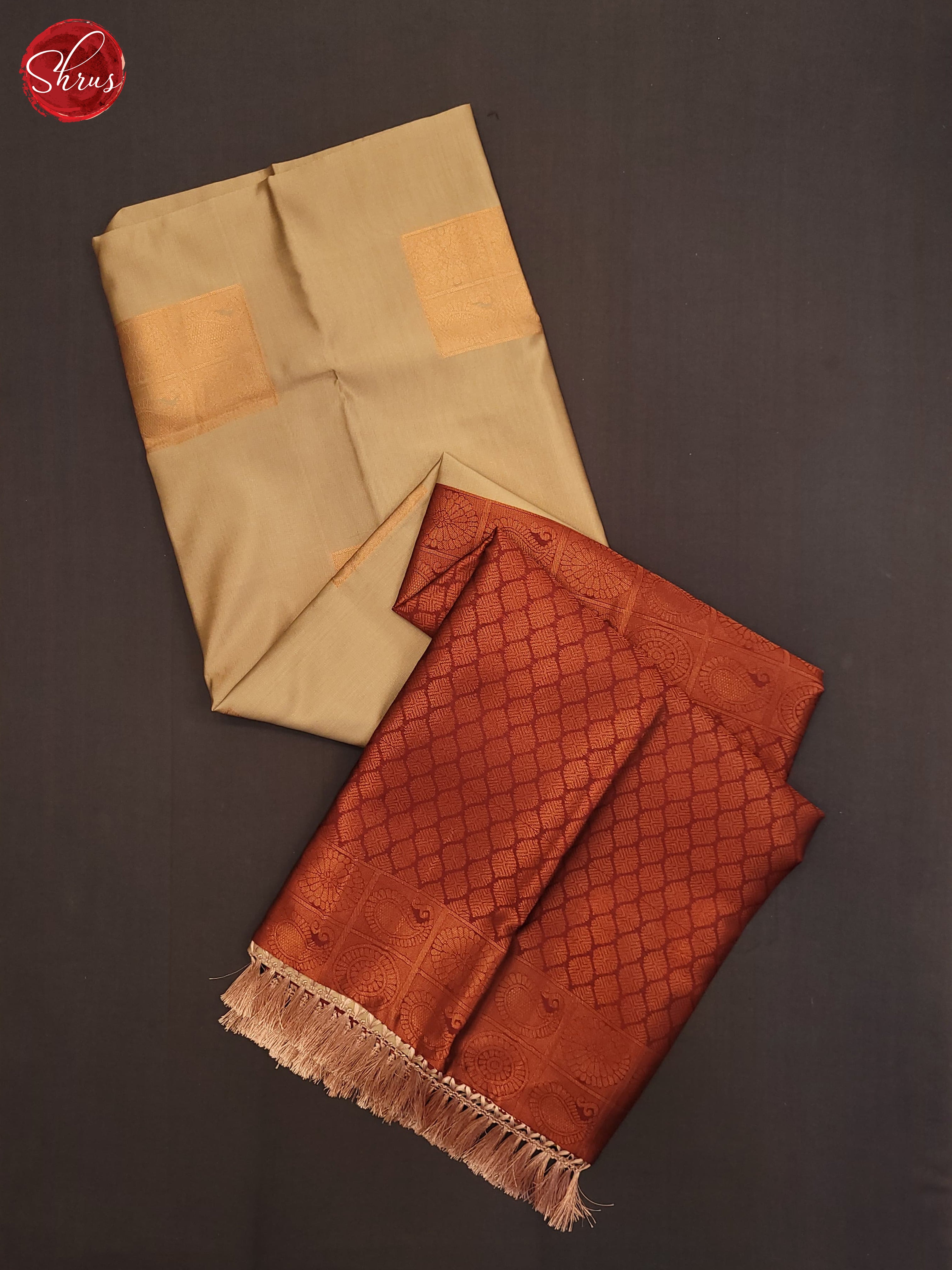 Beige and maroon- Semi Soft Silk Saree - Shop on ShrusEternity.com