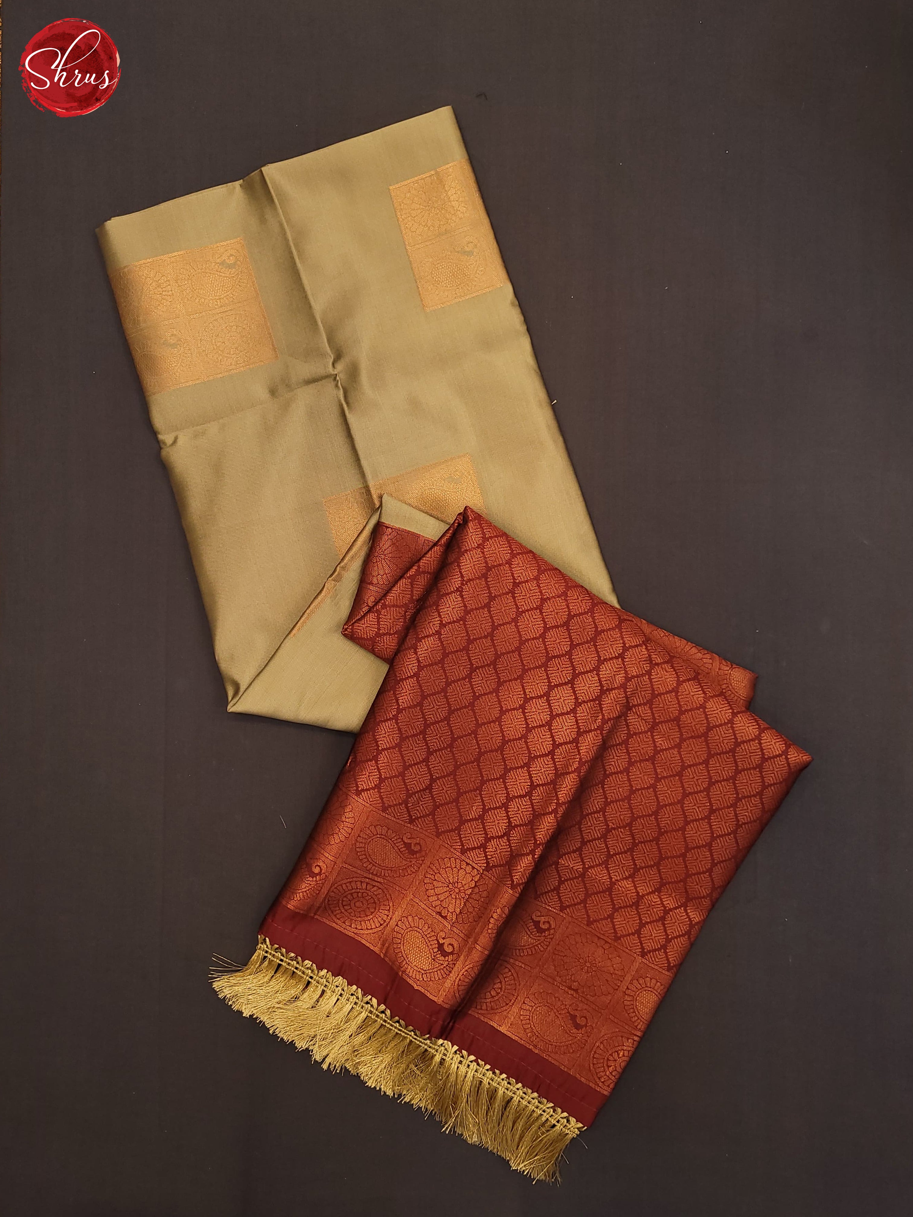 Grey and maroon - Semi Soft Silk Saree - Shop on ShrusEternity.com