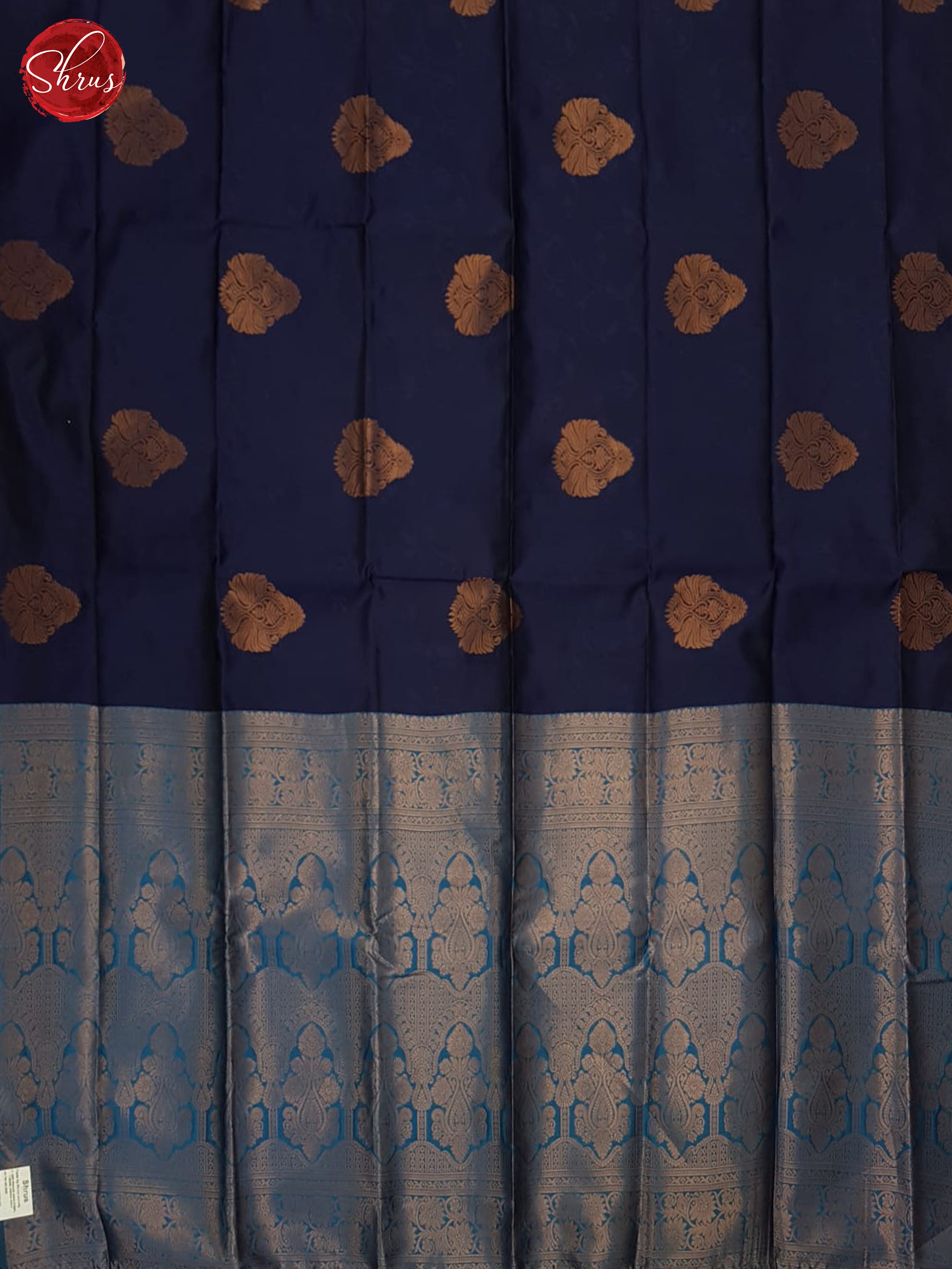 Navy Blue & Blue - Semi Softsilk Saree - Shop on ShrusEternity.com