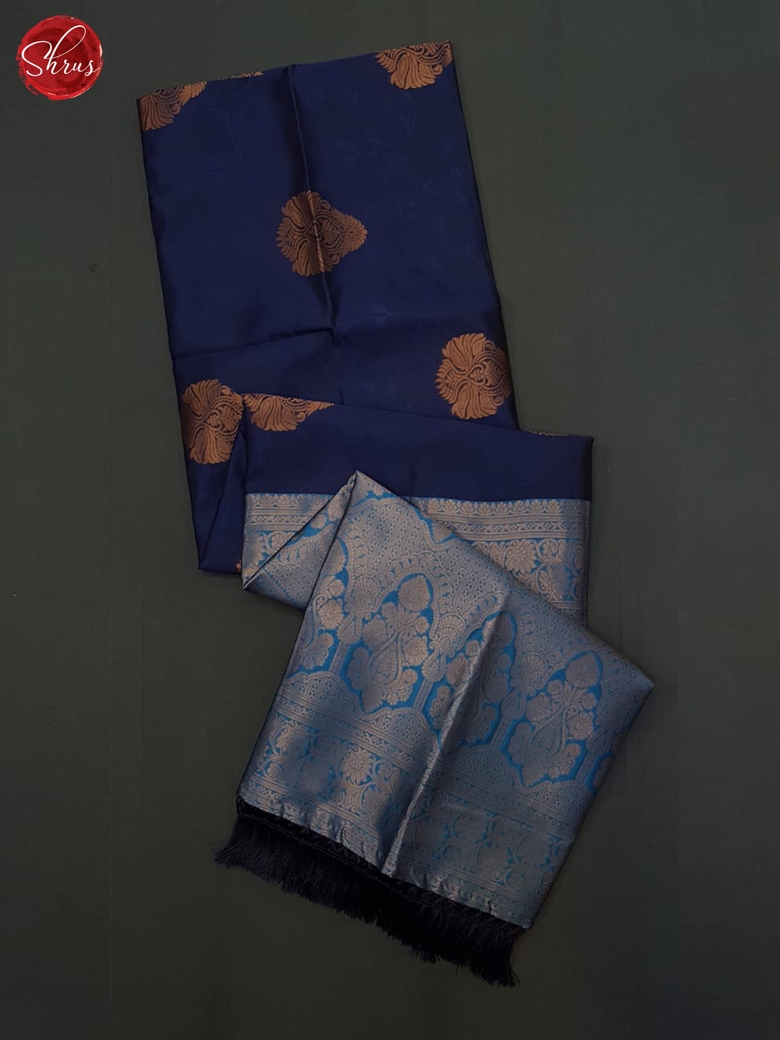 Navy Blue & Blue - Semi Softsilk Saree - Shop on ShrusEternity.com