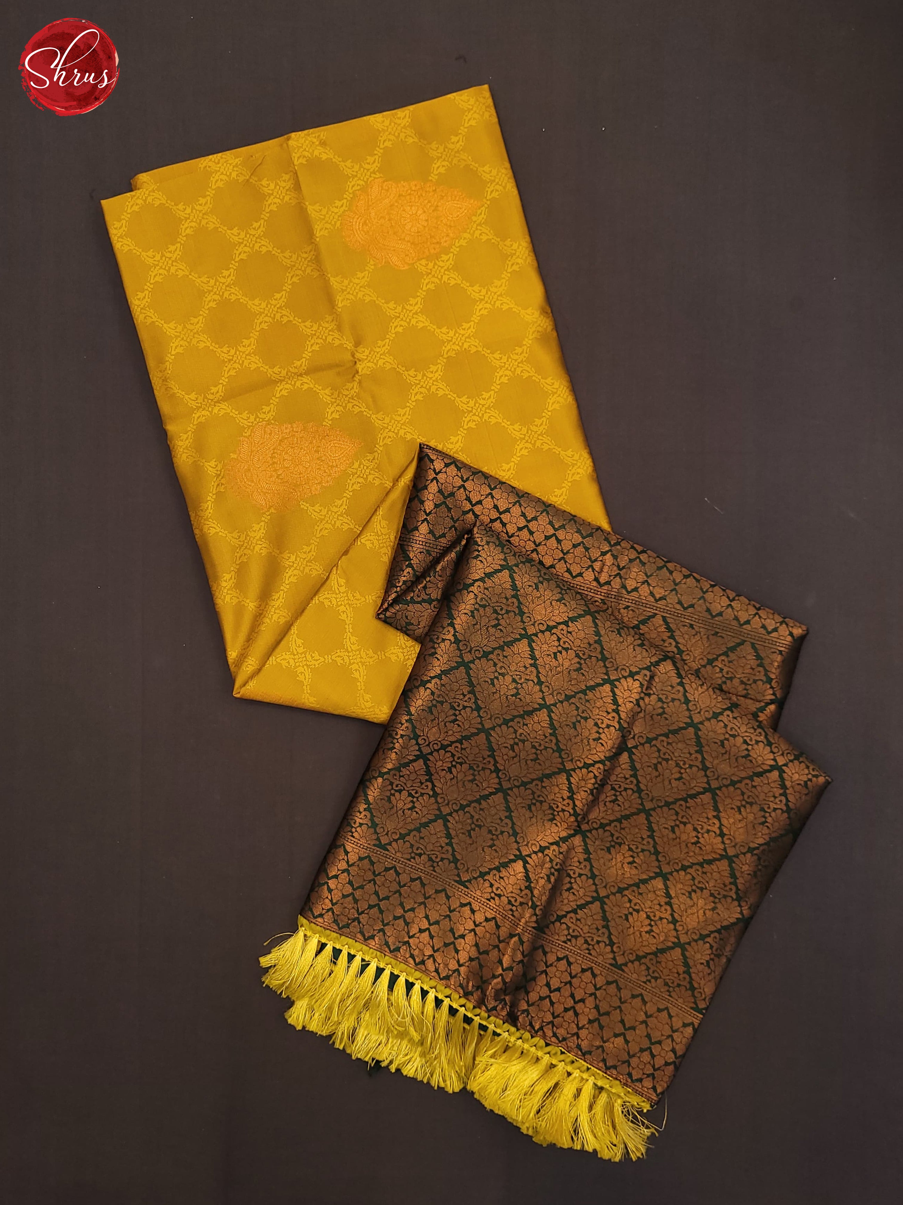 mustard and Bottle green - Semi Soft Silk Saree - Shop on ShrusEternity.com