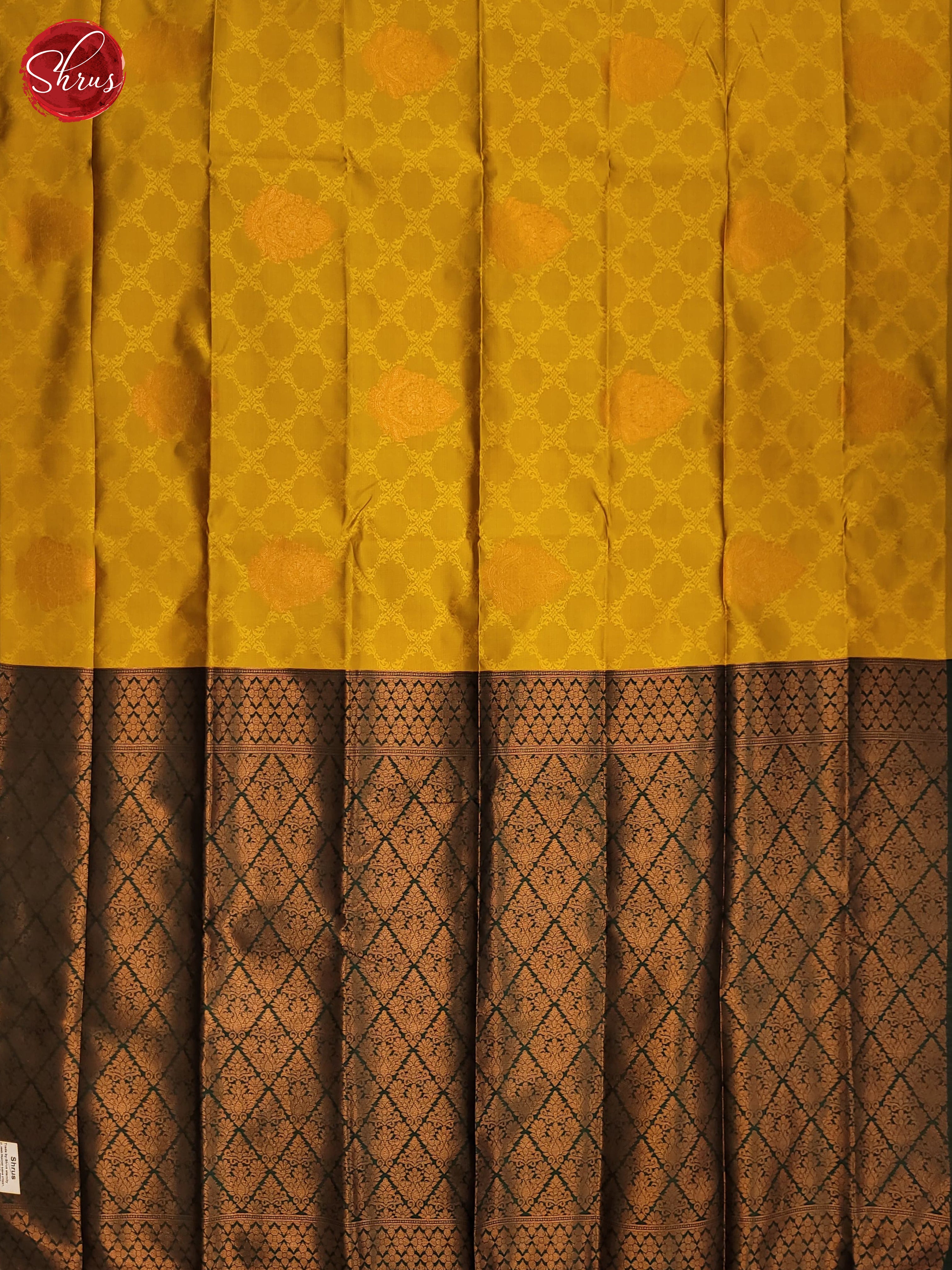 mustard and Bottle green - Semi Soft Silk Saree - Shop on ShrusEternity.com