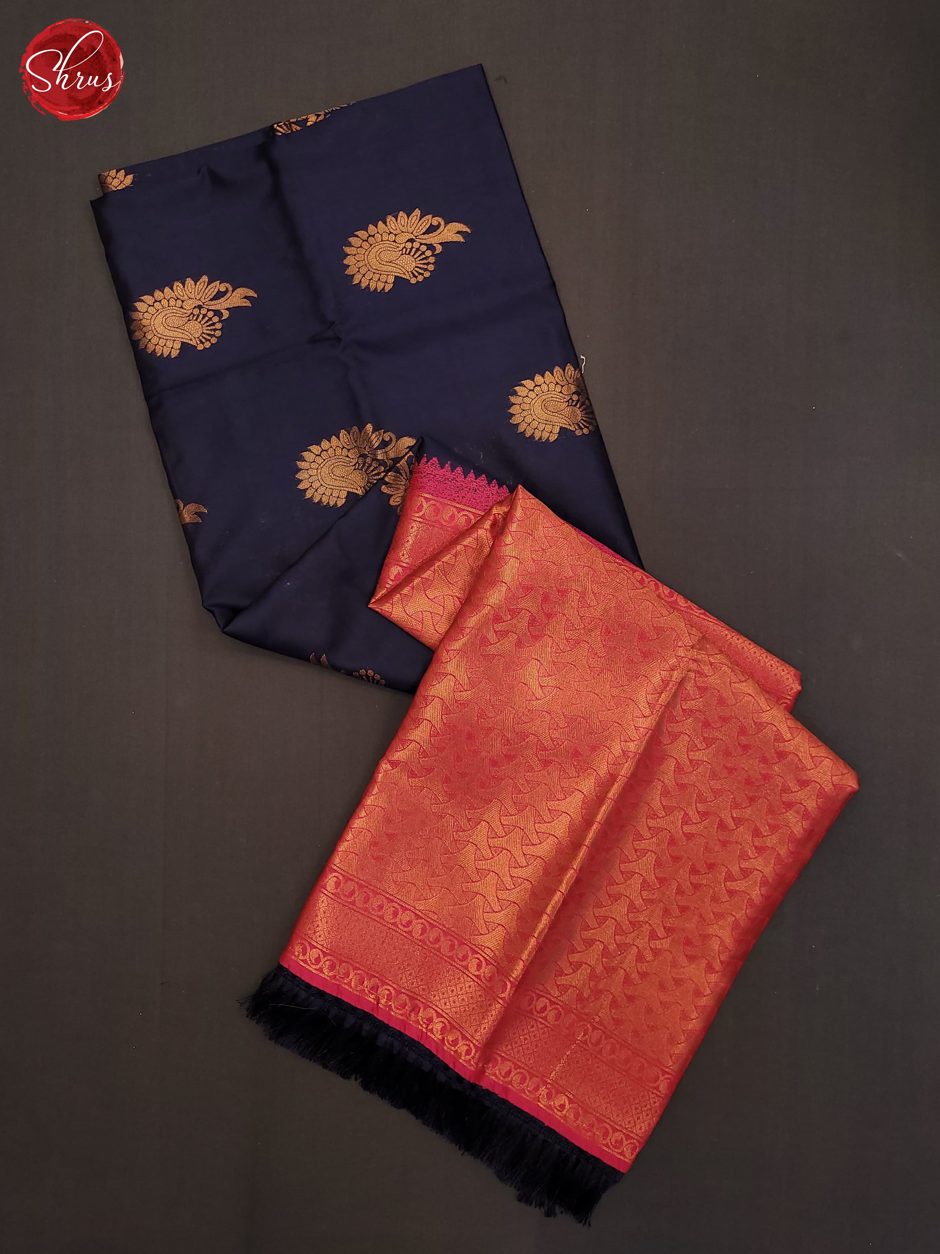 Navy Blue and pink - Semi Soft Silk Saree - Shop on ShrusEternity.com