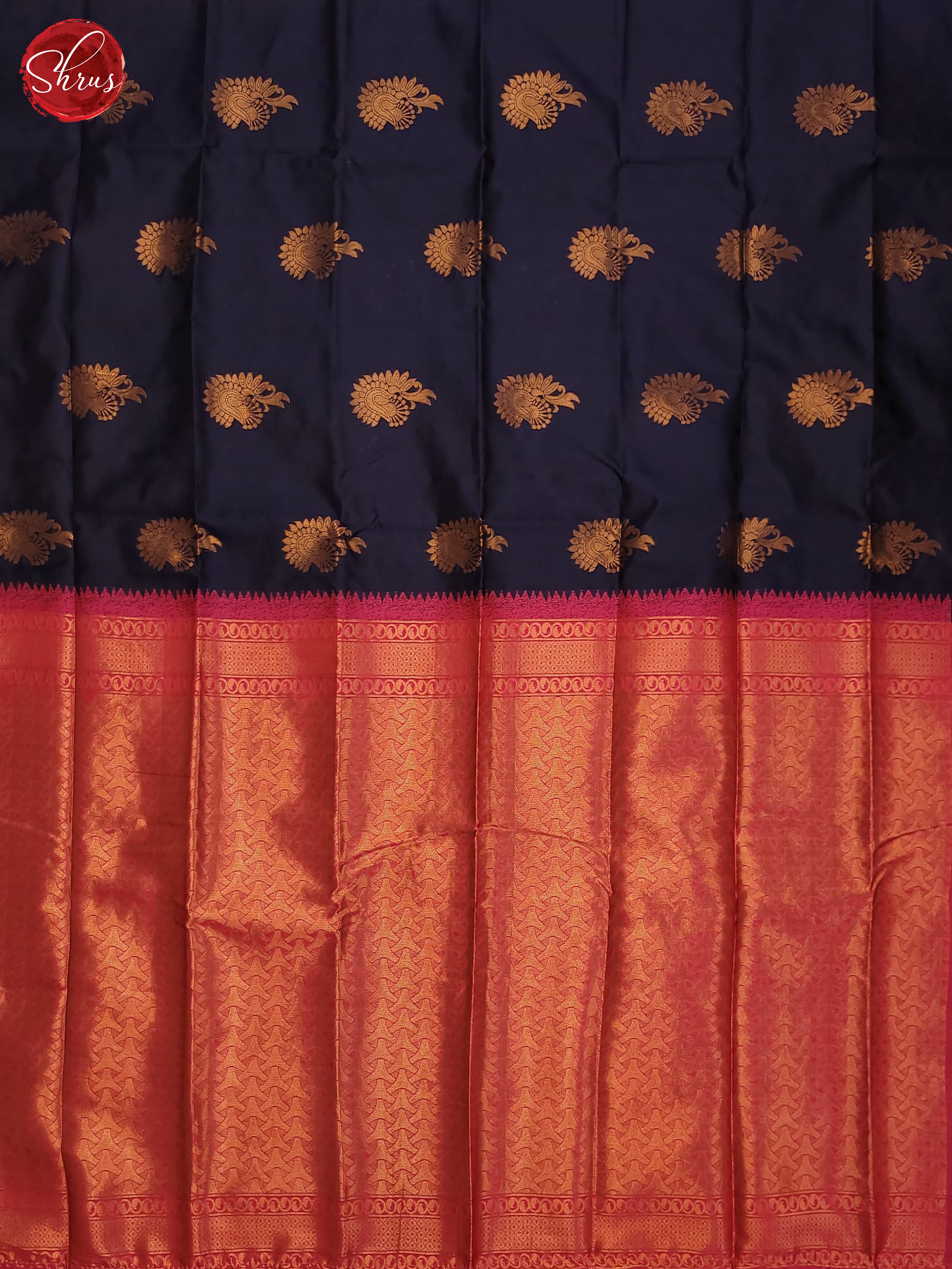 Navy Blue and pink - Semi Soft Silk Saree - Shop on ShrusEternity.com