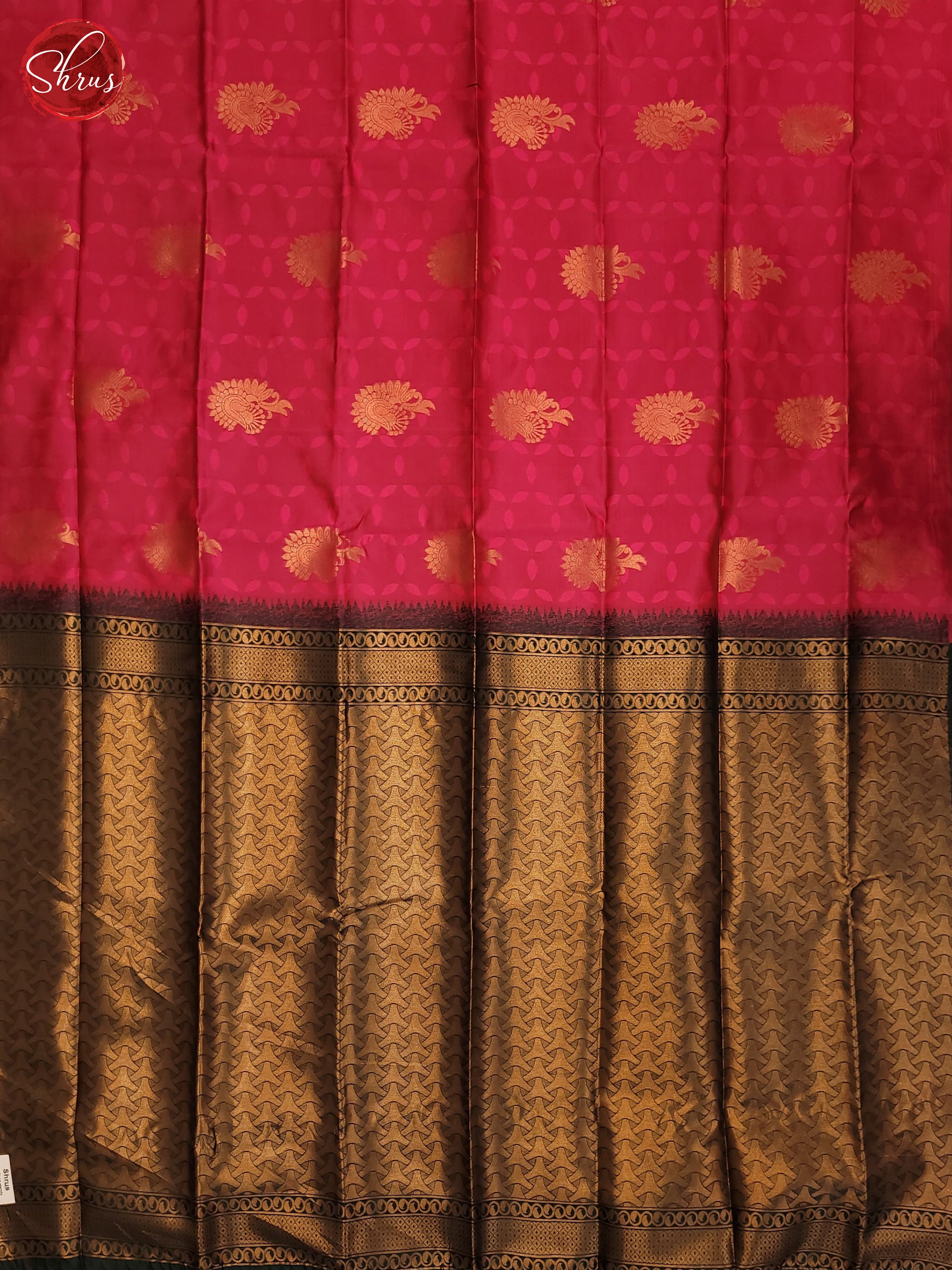 Pink and Bottle green - Semi Soft Silk Saree - Shop on ShrusEternity.com