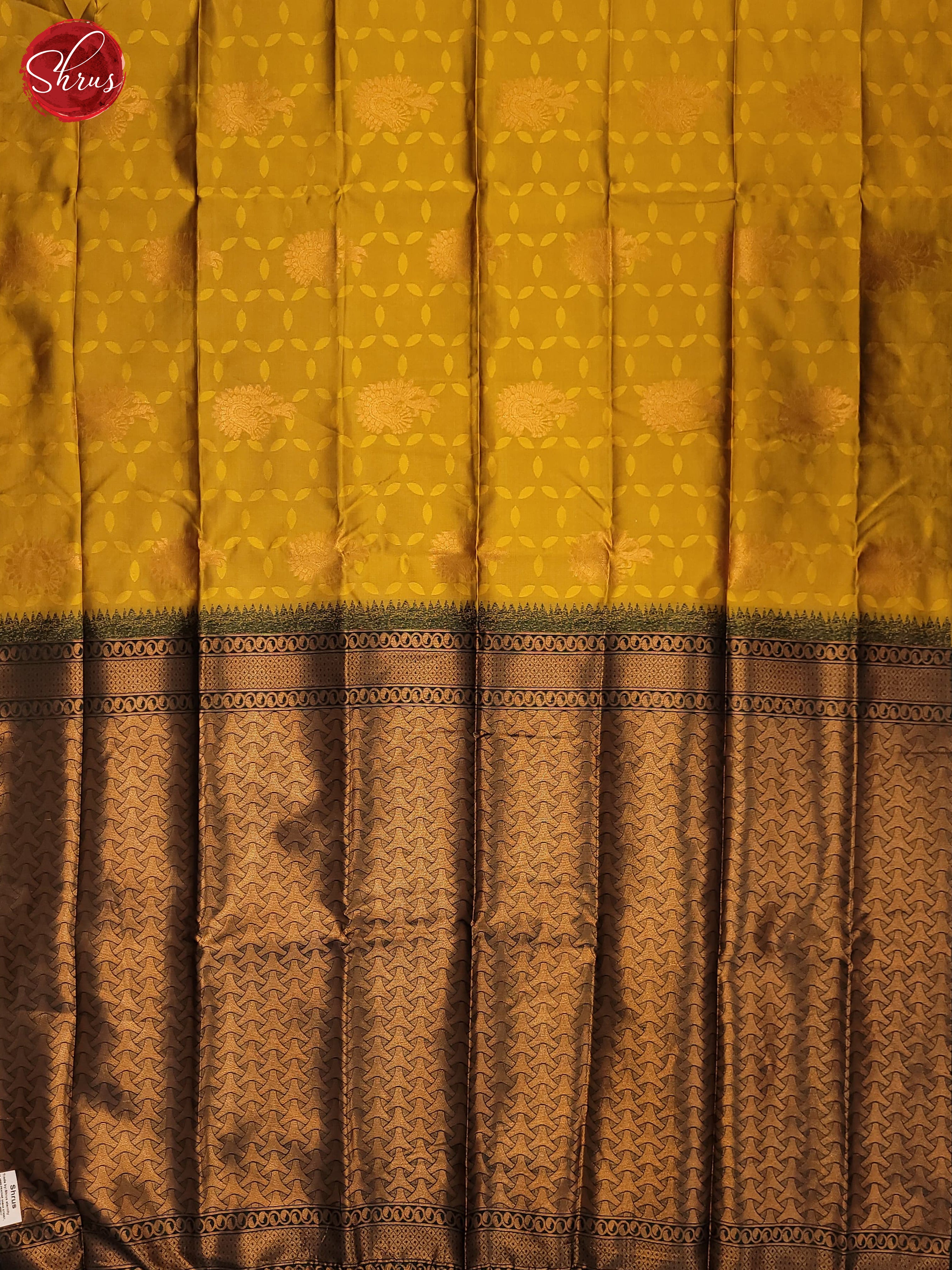 Mustard and Bottle green - Semi Soft Silk Saree - Shop on ShrusEternity.com