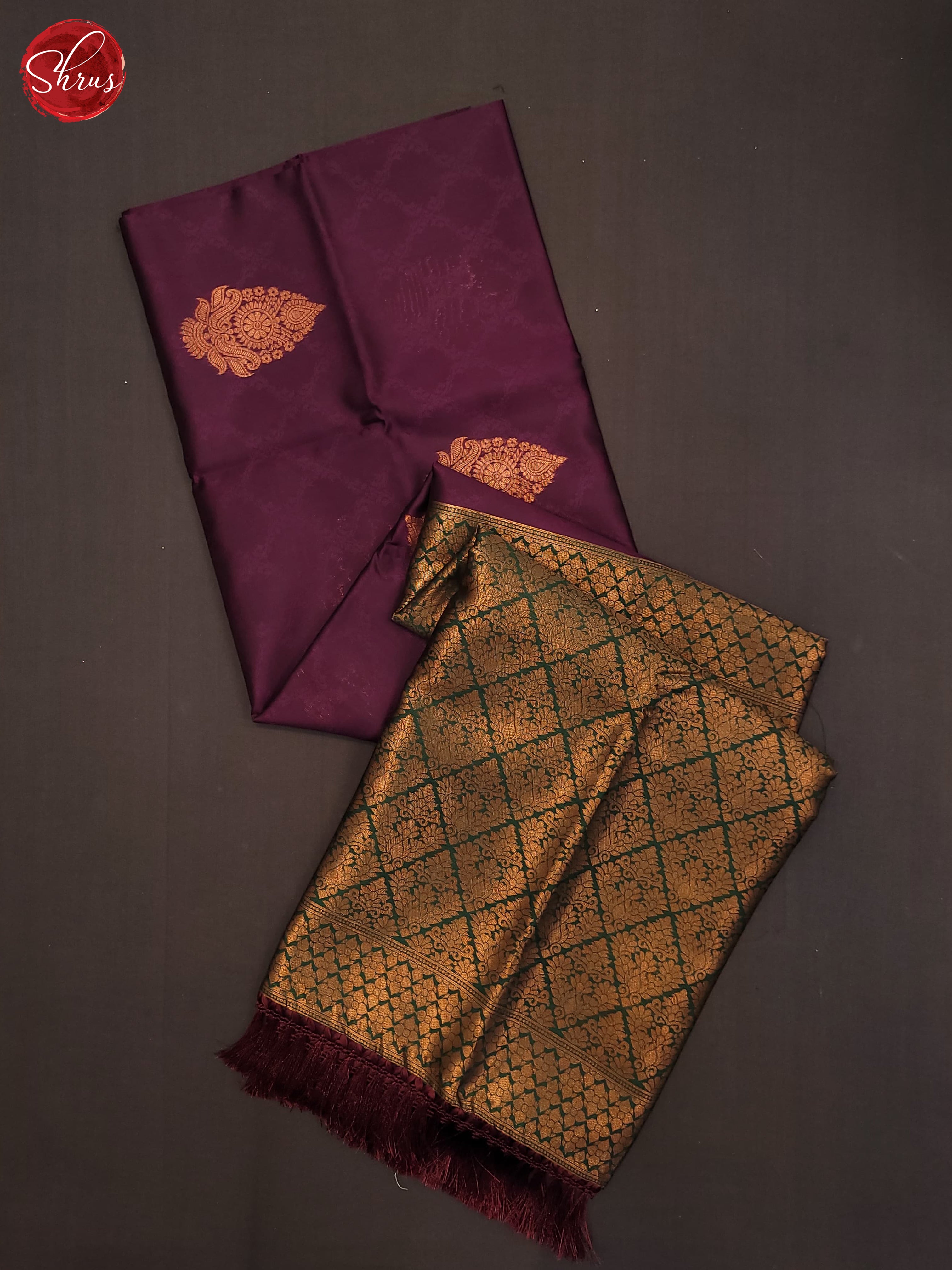 Wine and Bottle green - Semi Soft Silk Saree - Shop on ShrusEternity.com