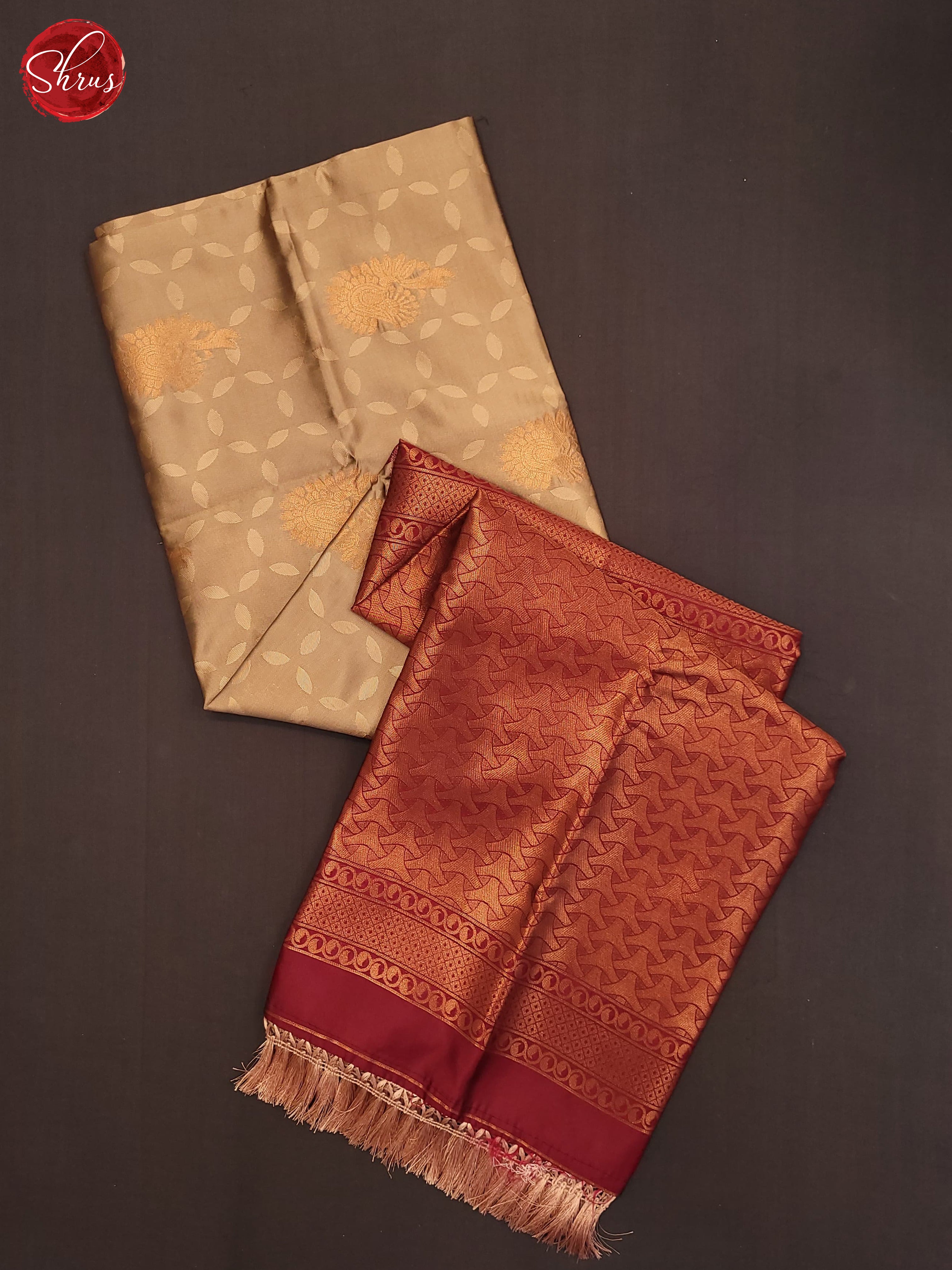 Beige and majenta pink - Semi Soft Silk Saree - Shop on ShrusEternity.com