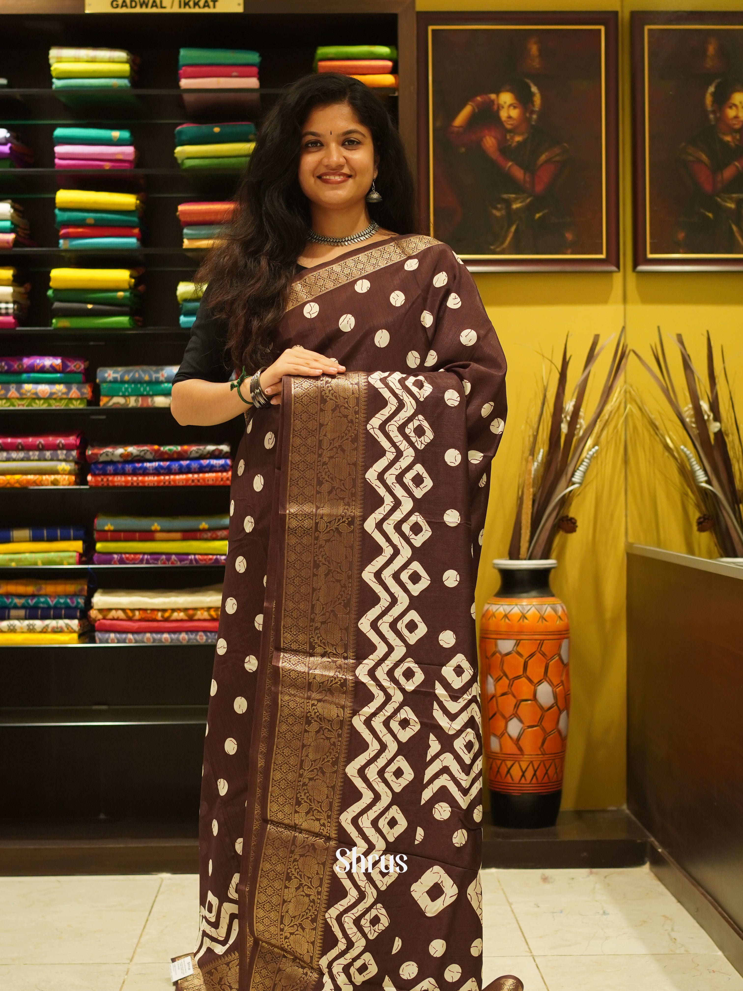 Brown(Single Tone)- Semi crepe Saree