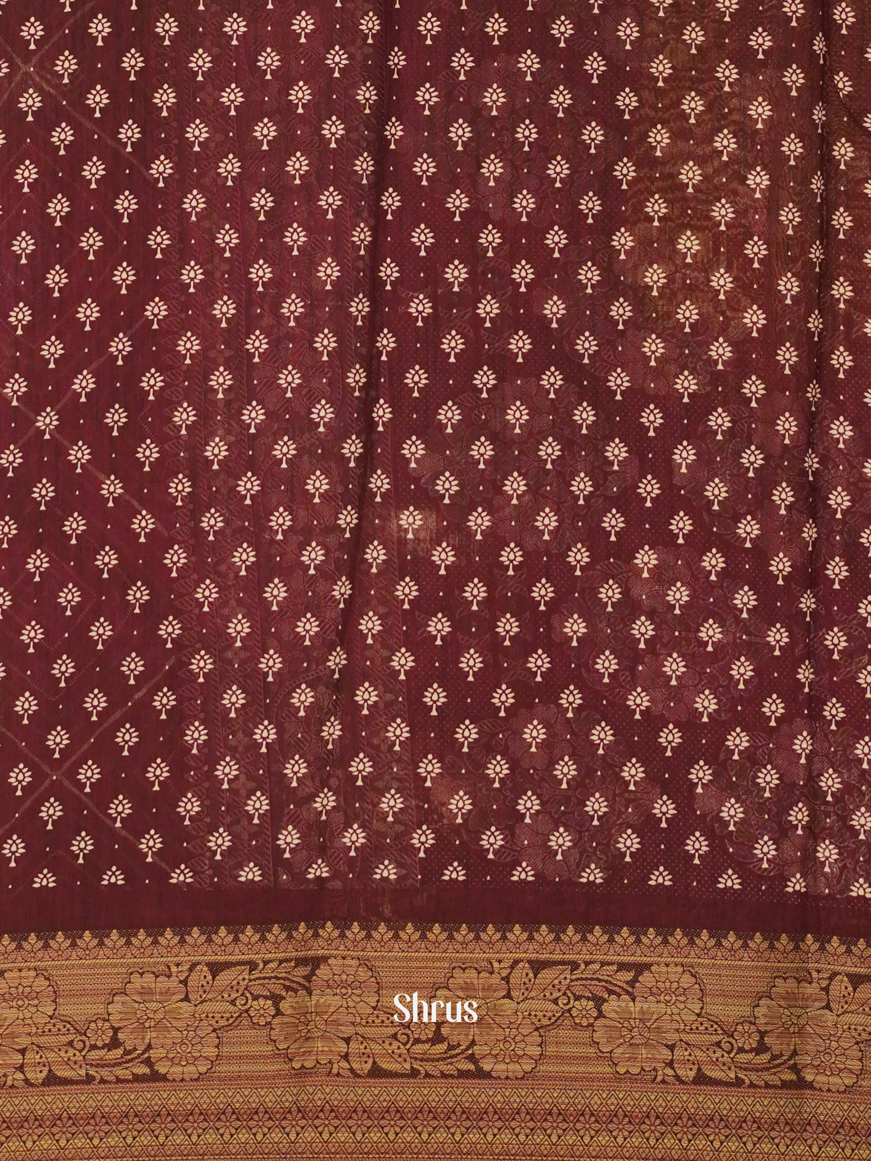 Wine(Single tone) - Semi Crepe Saree