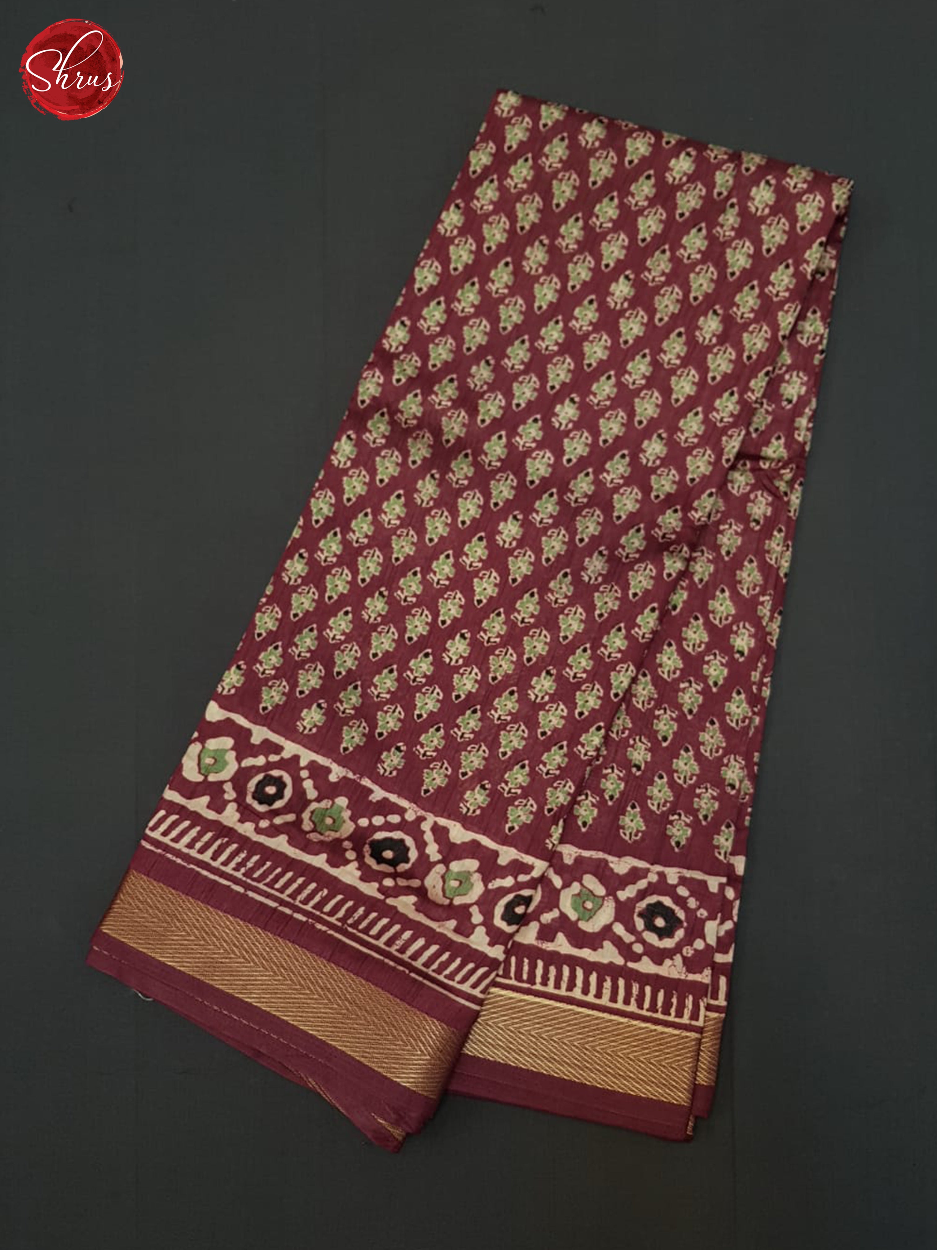 Wine(Single Tone) - Semi Matka Saree - Shop on ShrusEternity.com