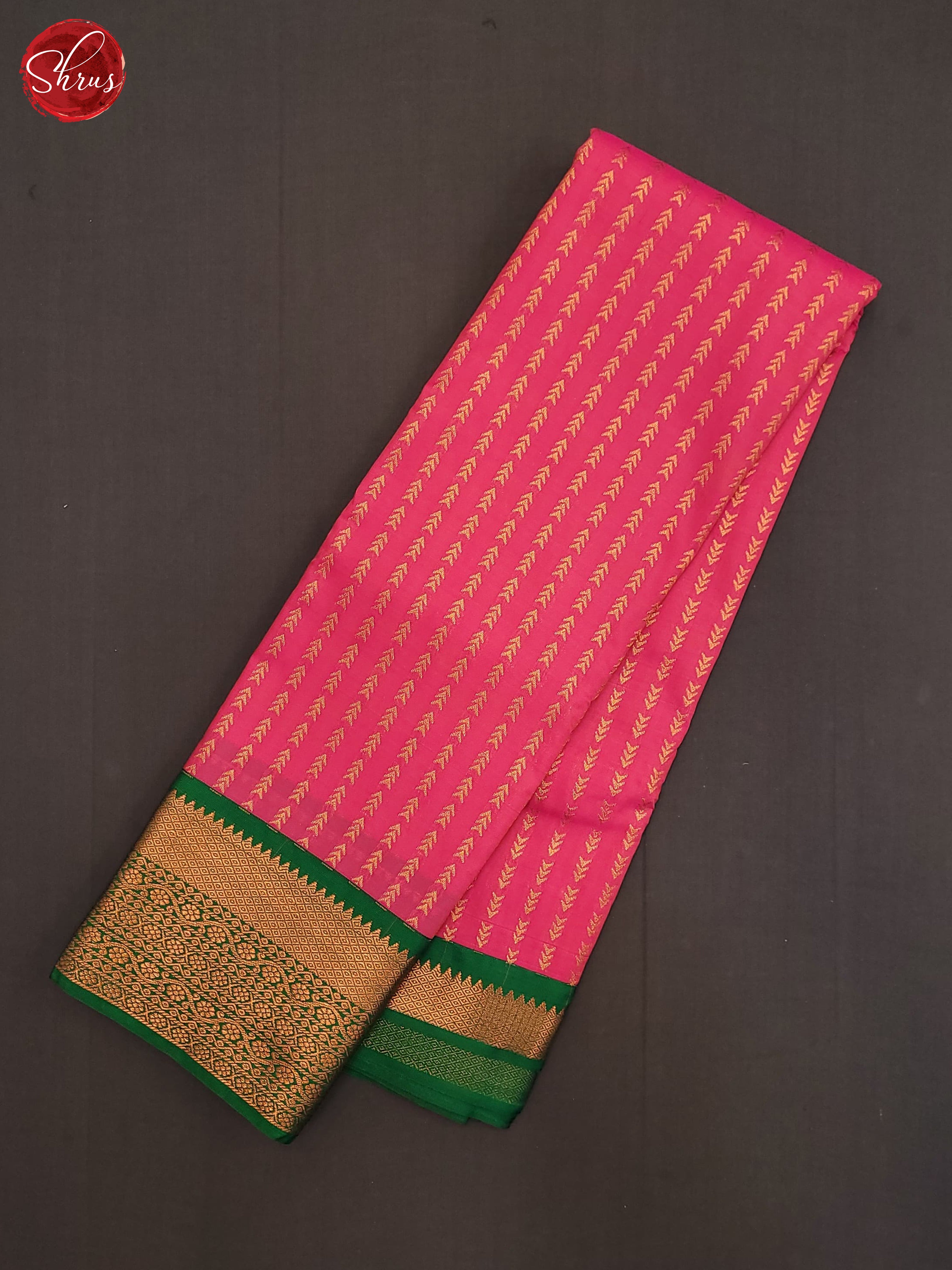 Pink & Green - Semi Kanchipuram Saree - Shop on ShrusEternity.com