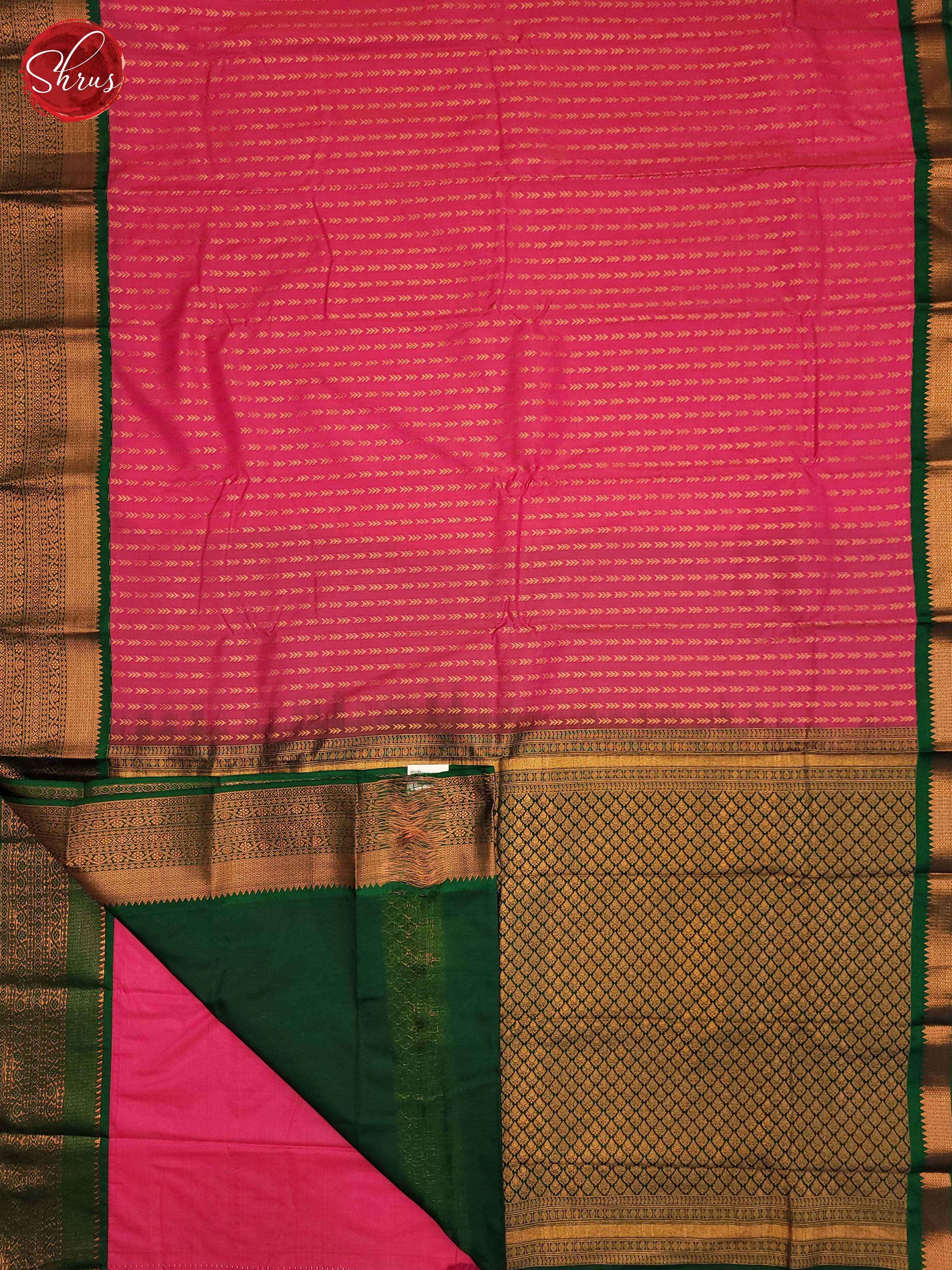 Pink & Green - Semi Kanchipuram Saree - Shop on ShrusEternity.com