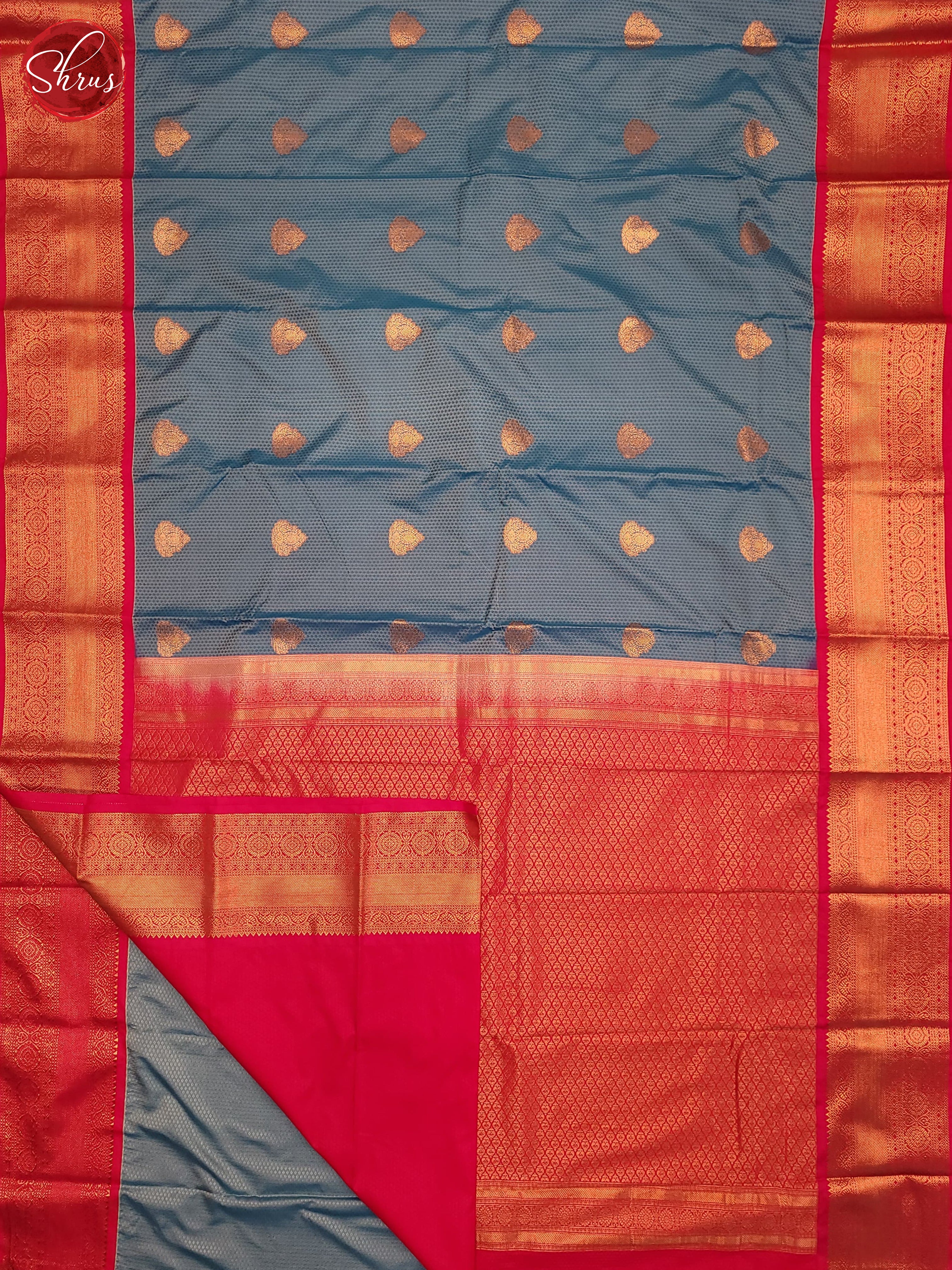 Blue & Pink - Semi Kanchipuram Saree - Shop on ShrusEternity.com