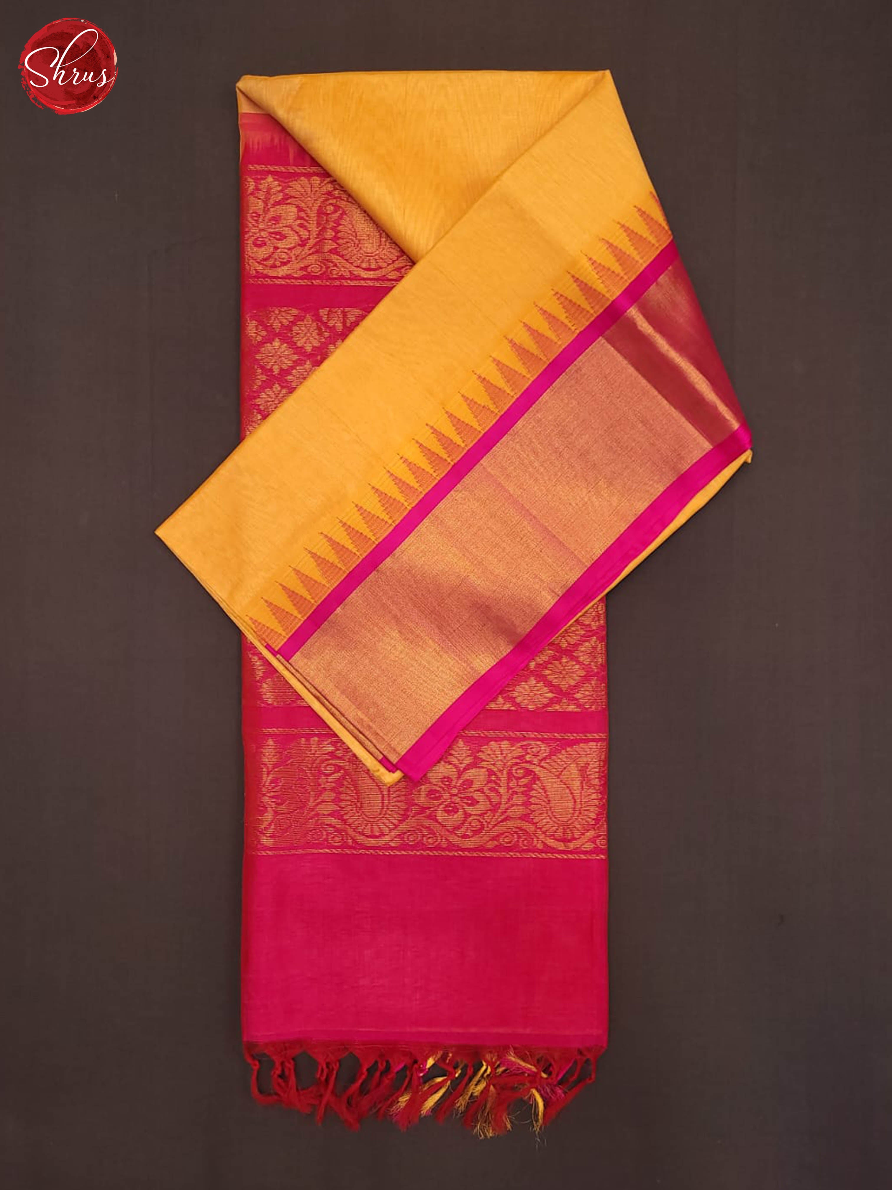 lite yellow and pink- Silk Cotton Saree - Shop on ShrusEternity.com