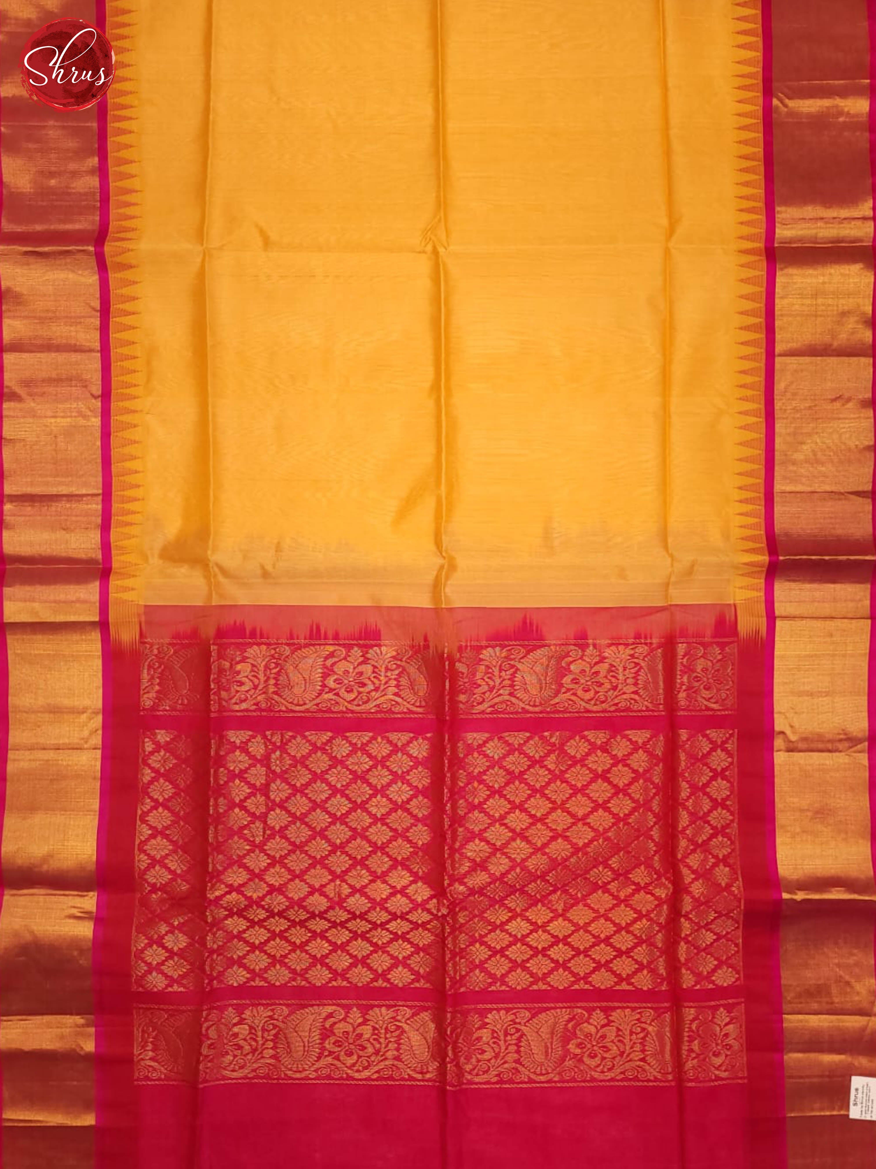 lite yellow and pink- Silk Cotton Saree - Shop on ShrusEternity.com