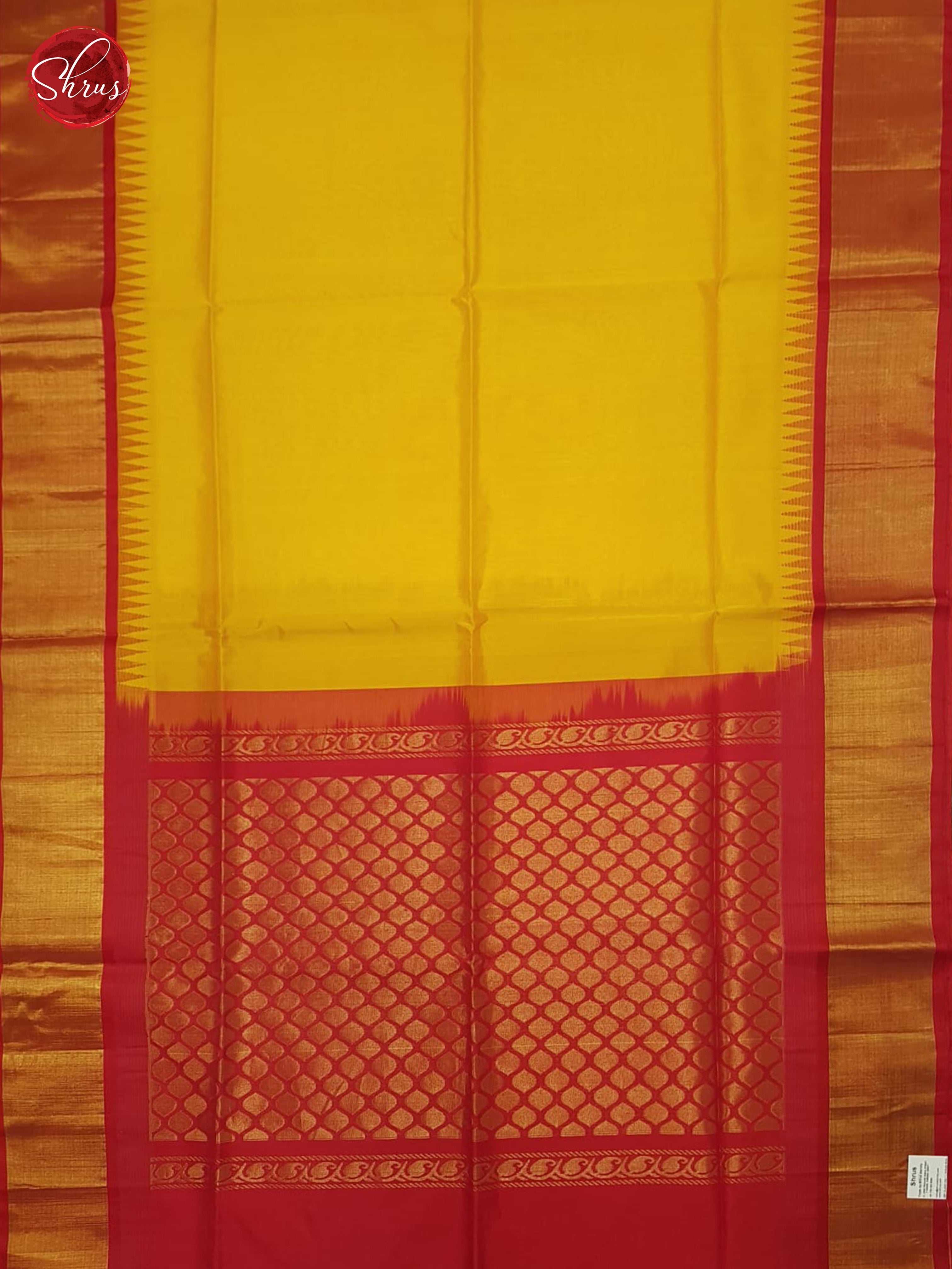 Yellow And Red- Silk Cotton Saree - Shop on ShrusEternity.com