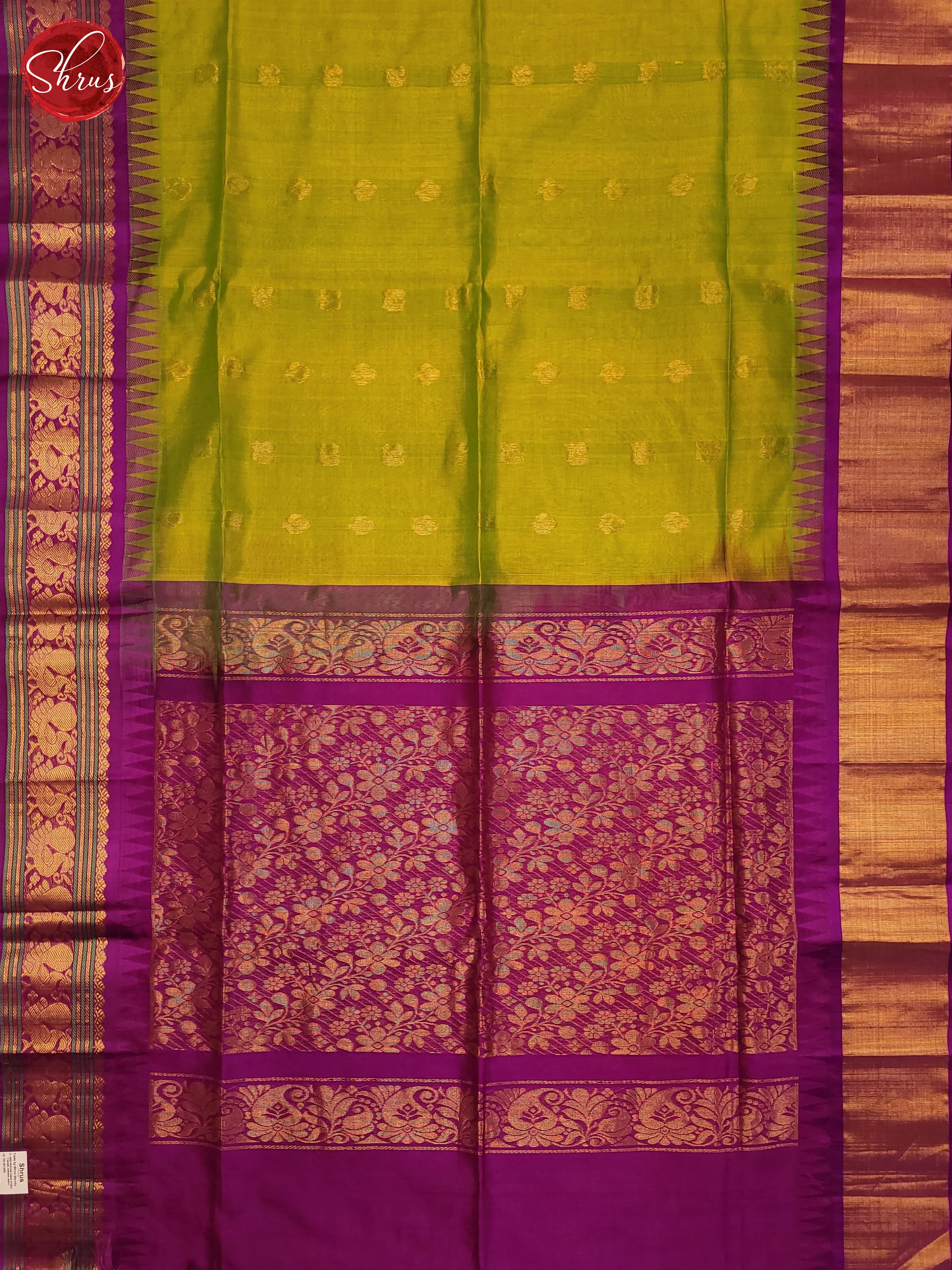 Green & Purple - Silk Cotton Saree - Shop on ShrusEternity.com