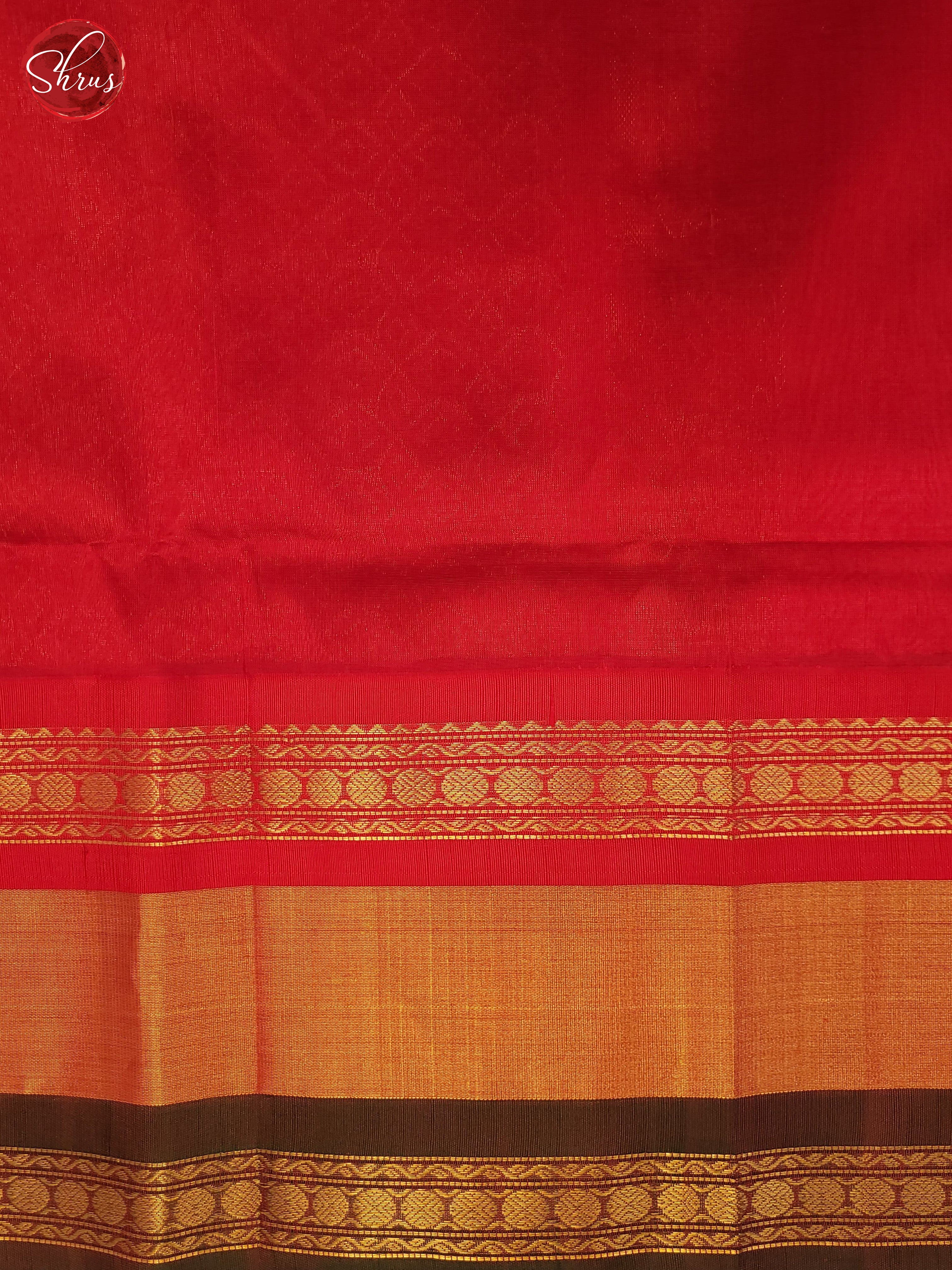 Cream & Red- Silk Cotton Saree - Shop on ShrusEternity.com