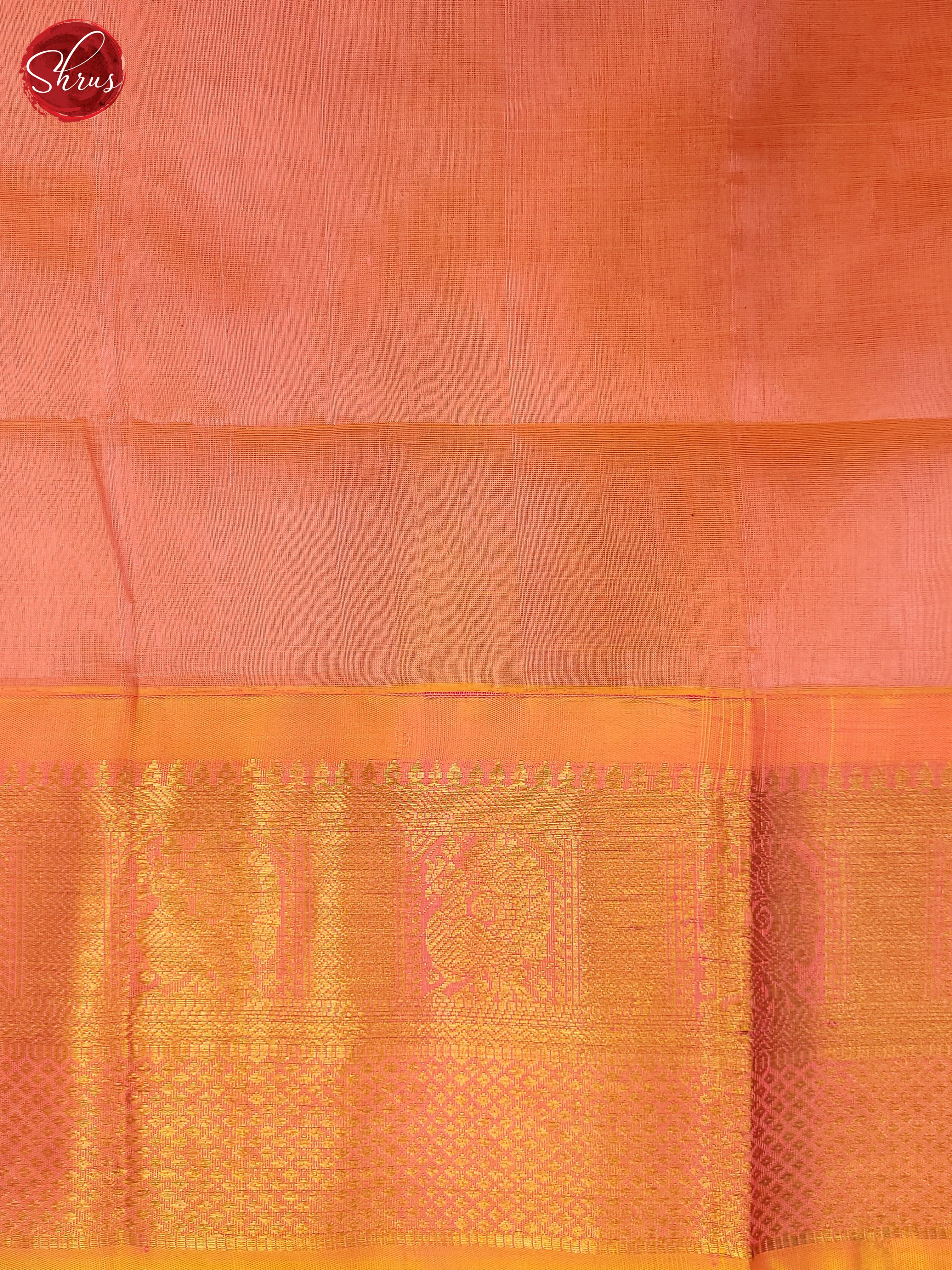 Blue & Peach - Silk Cotton Saree - Shop on ShrusEternity.com