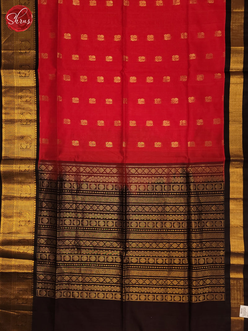 Red & Black- Silk Cotton Saree - Shop on ShrusEternity.com