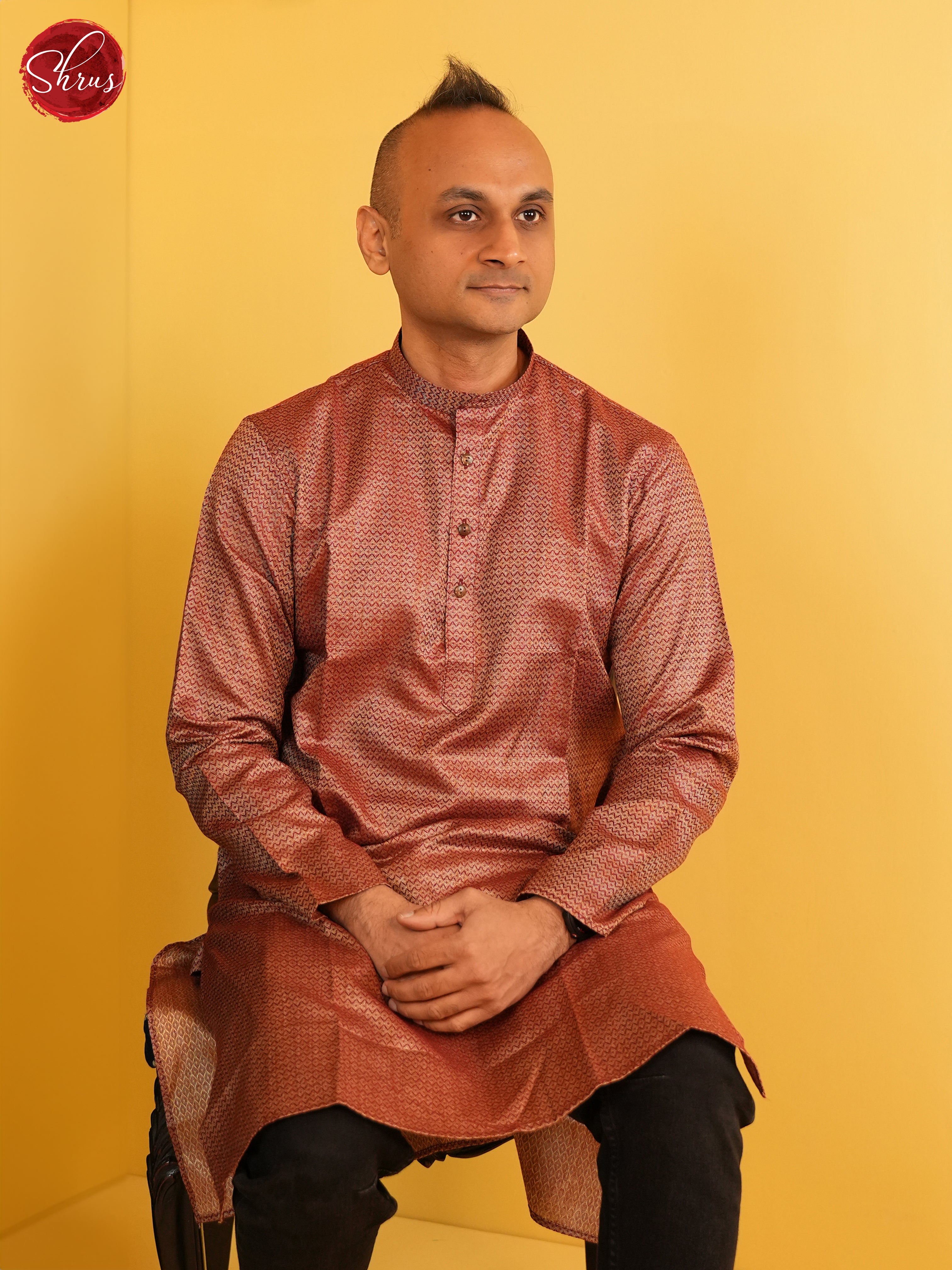 Brown - Readymade Mens Kurta - Shop on ShrusEternity.com