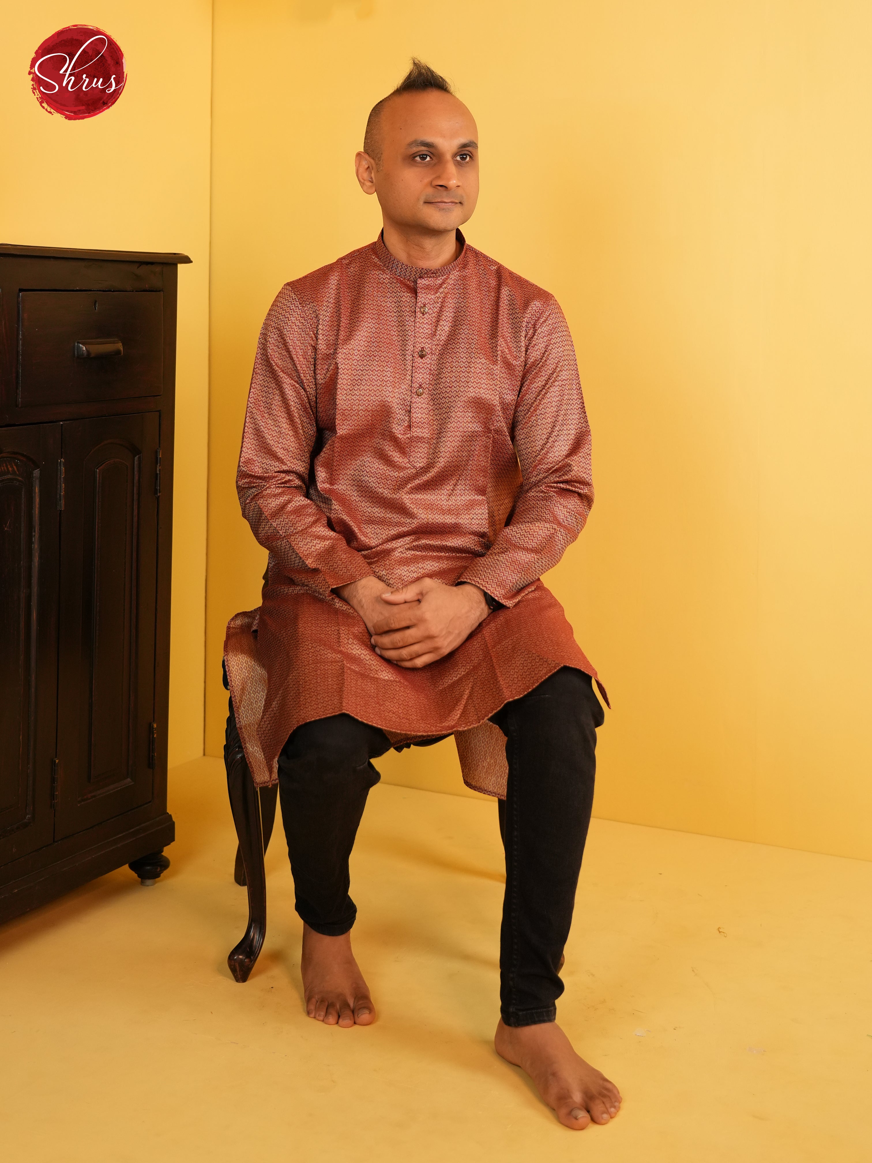 Brown - Readymade Mens Kurta - Shop on ShrusEternity.com