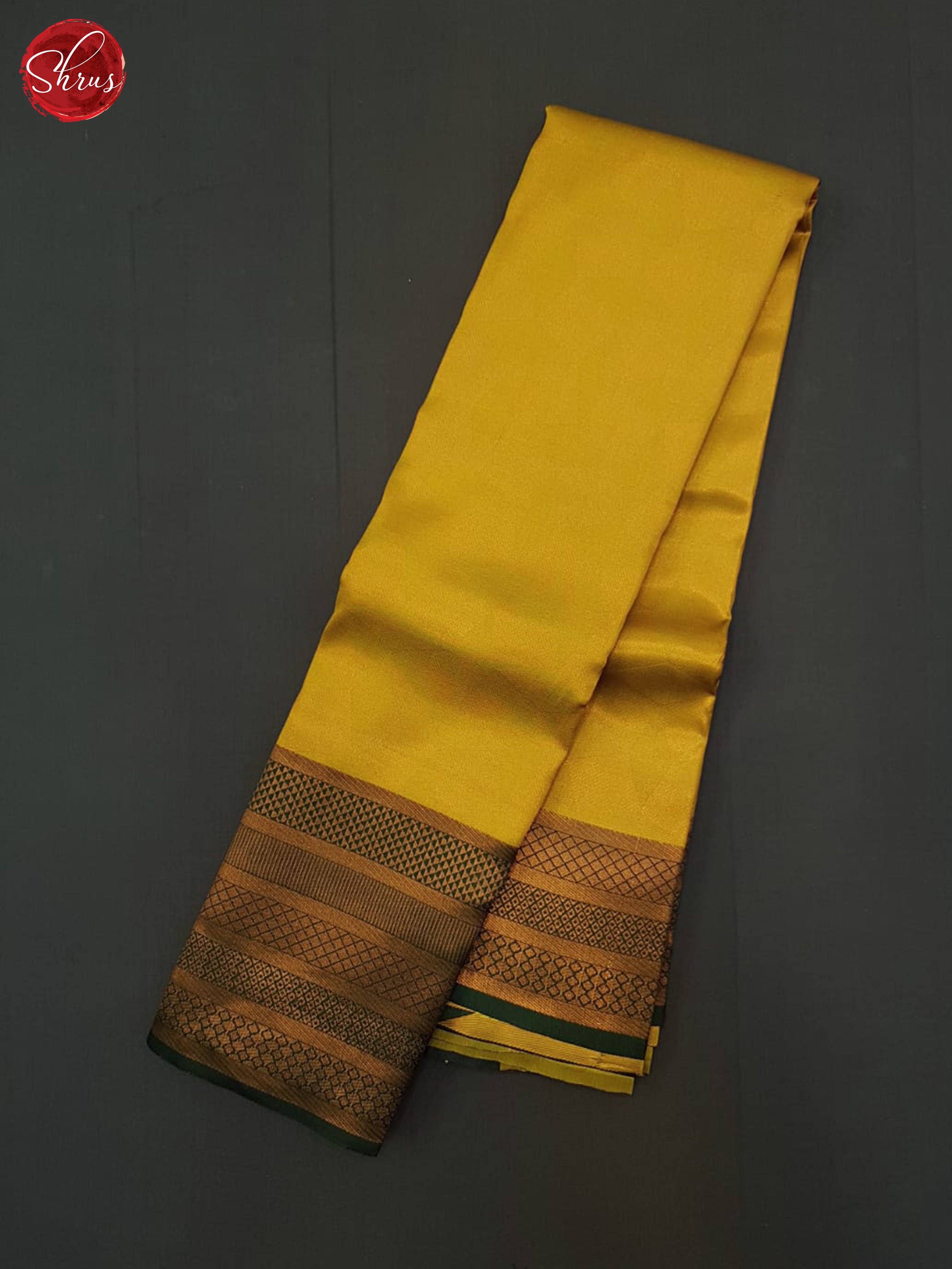 mustard and green - Semi Kanchipuram Saree - Shop on ShrusEternity.com