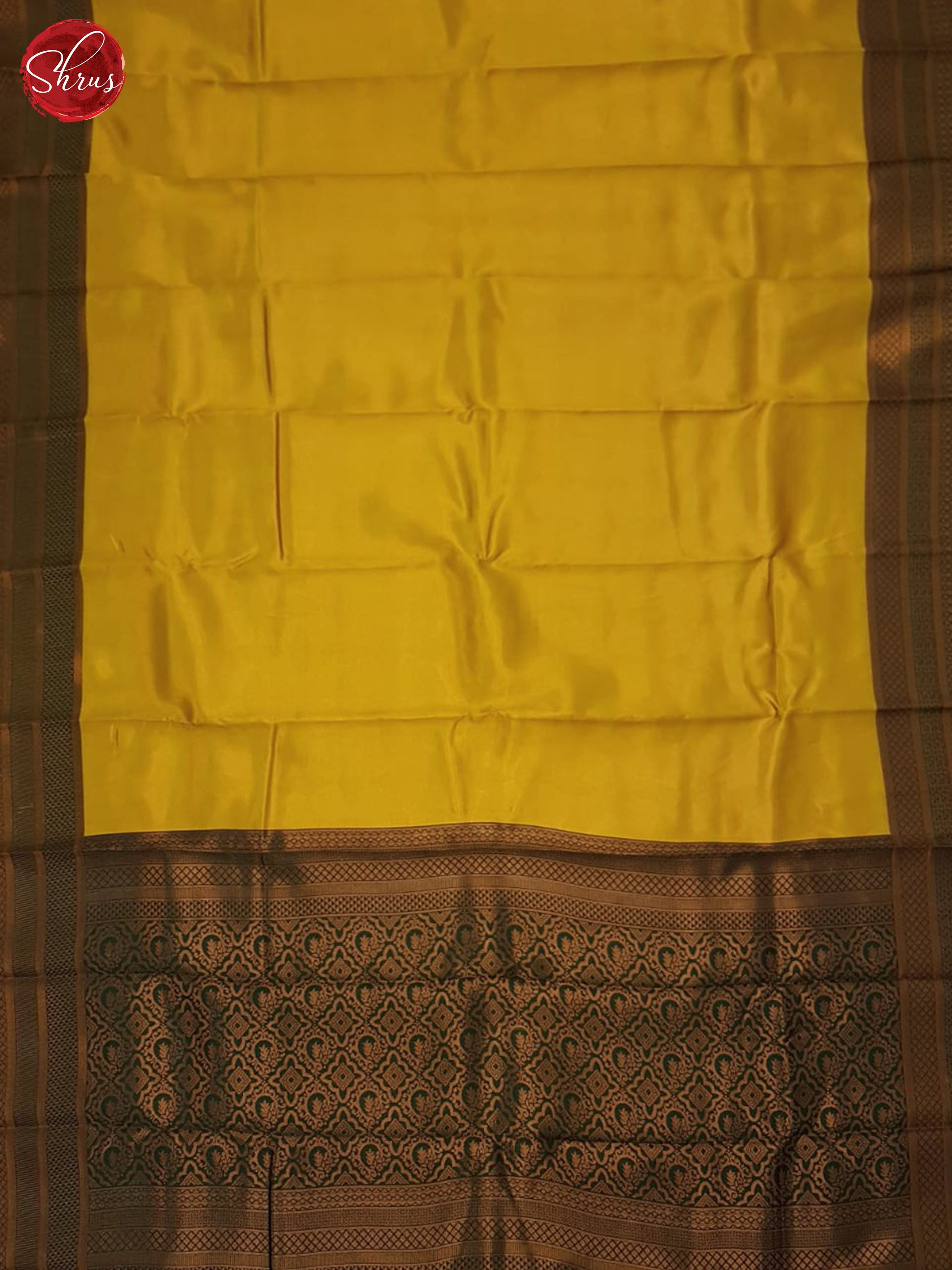 mustard and green - Semi Kanchipuram Saree - Shop on ShrusEternity.com