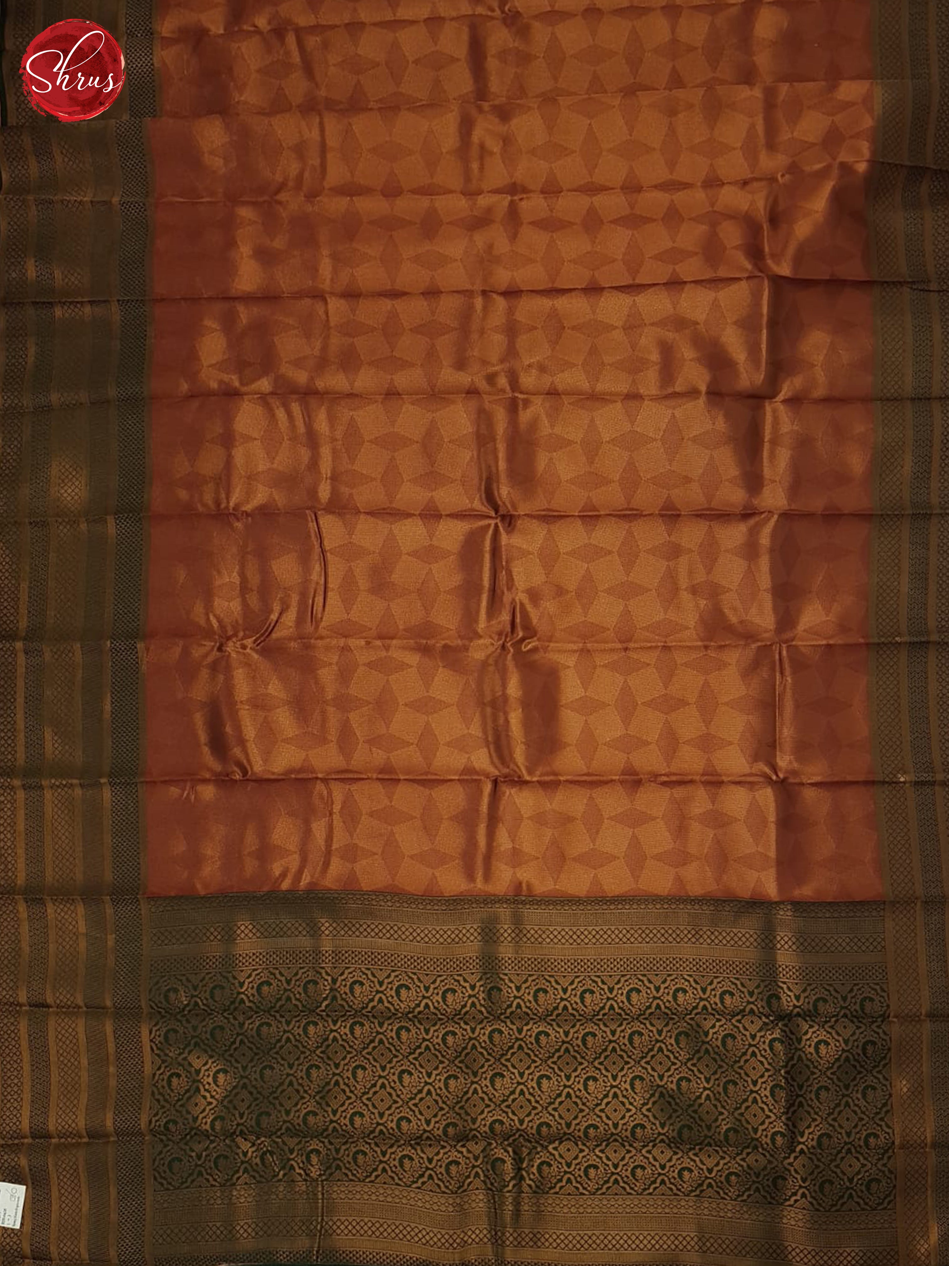 brick orange and green- Semi Kanchipuram Saree - Shop on ShrusEternity.com