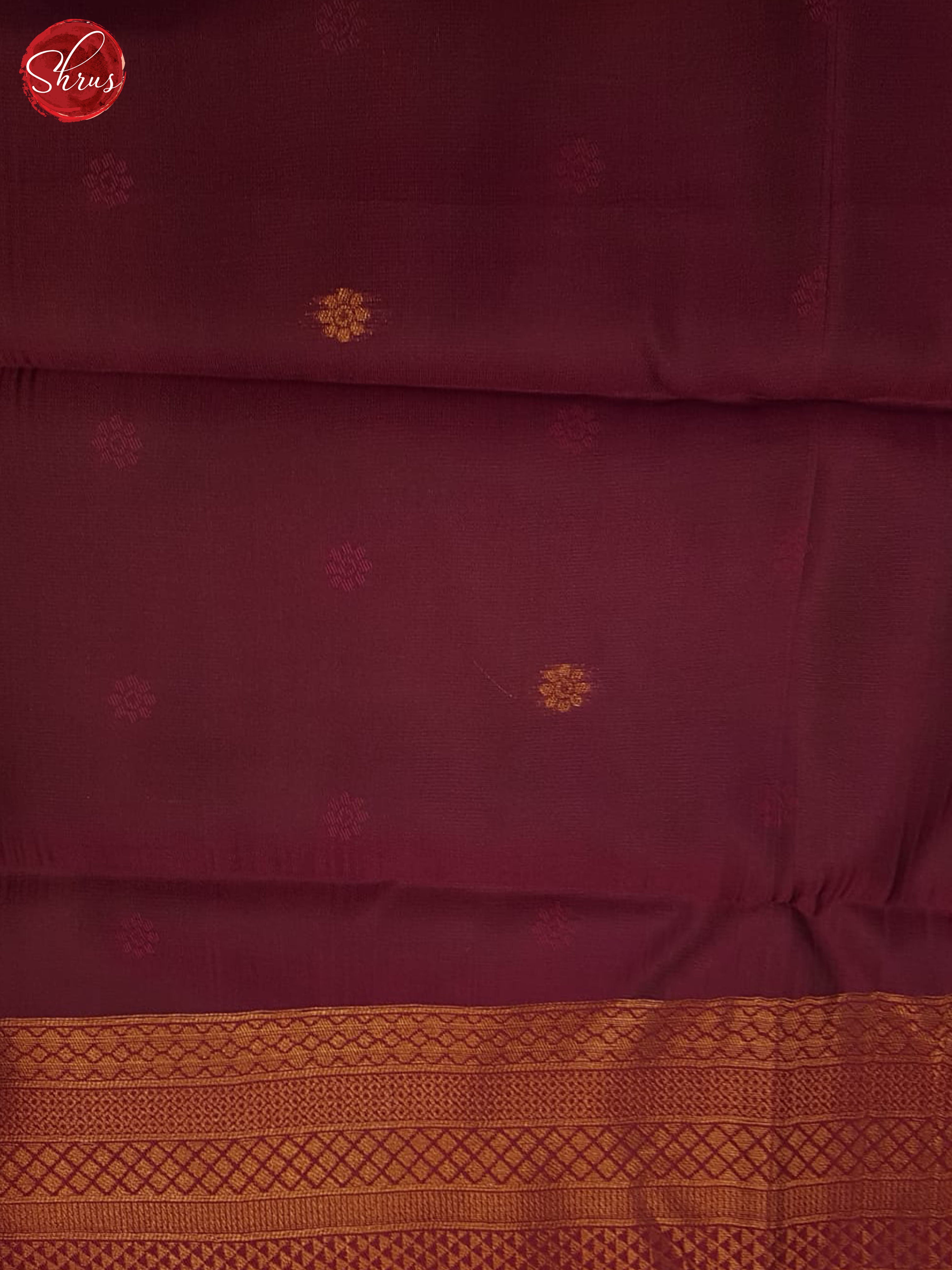 Double Shaded Golden Grey And Maroon-Semi Kanchipuram saree - Shop on ShrusEternity.com