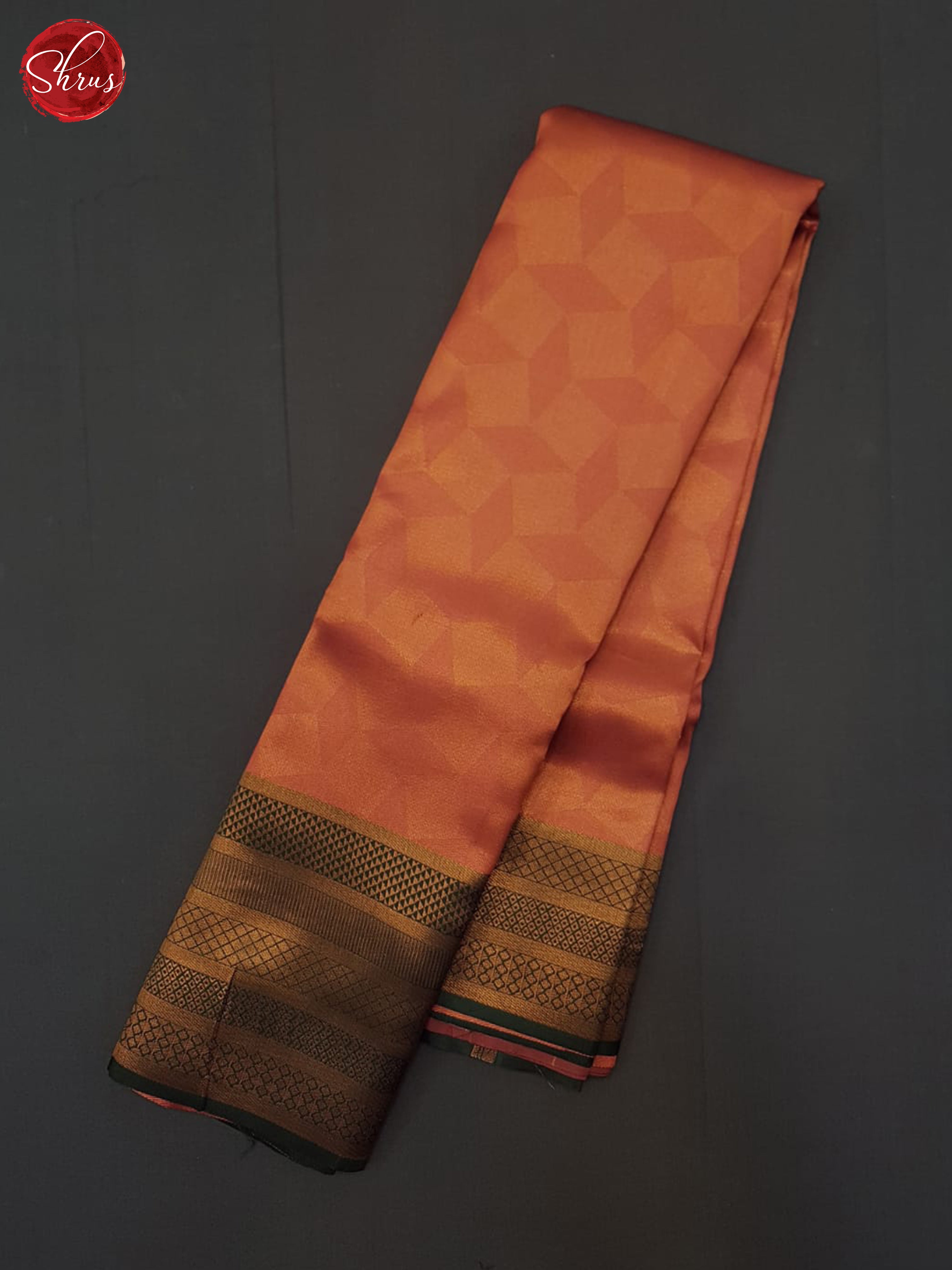 orange and green- Semi Kanchipuram Saree - Shop on ShrusEternity.com