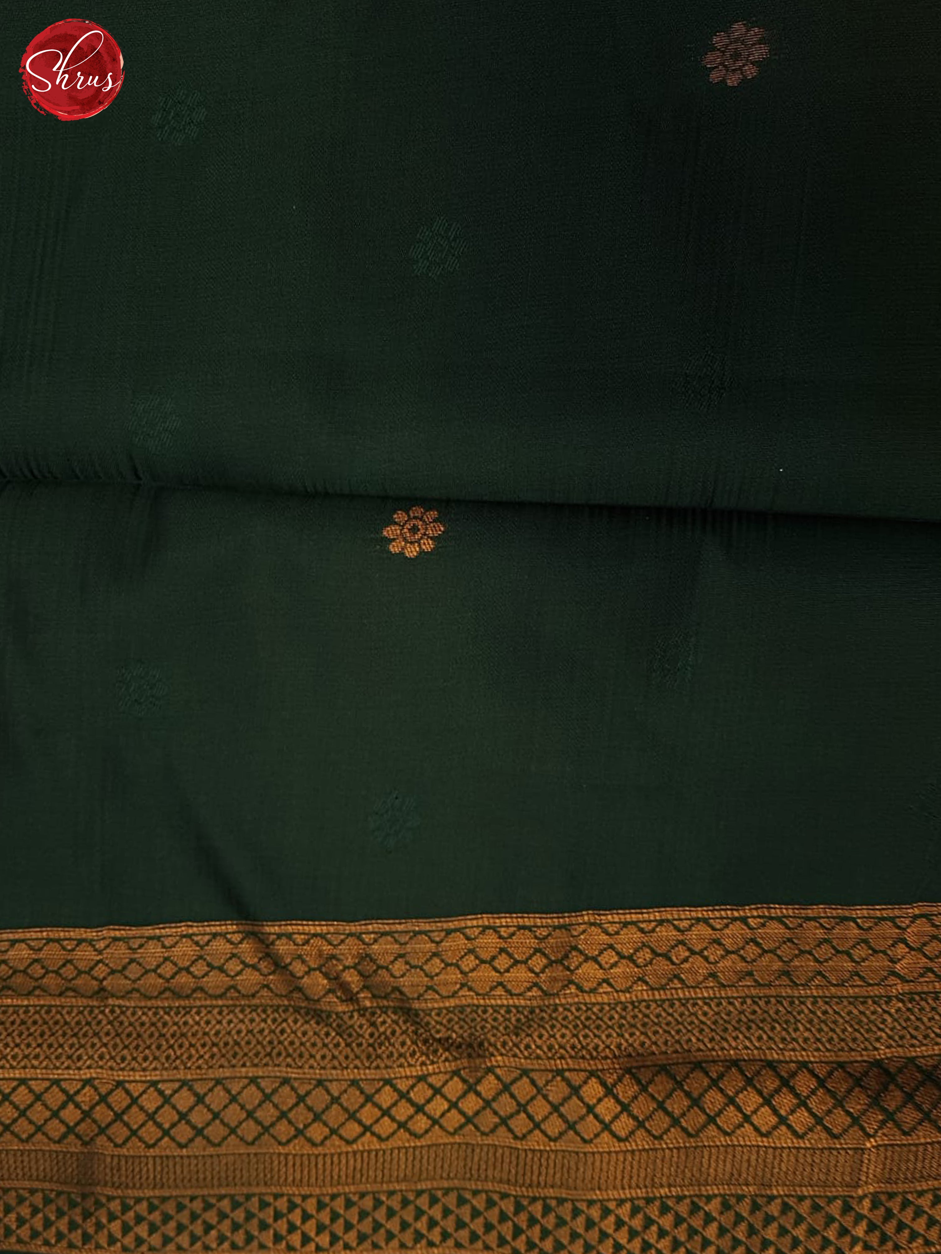 orange and green- Semi Kanchipuram Saree - Shop on ShrusEternity.com