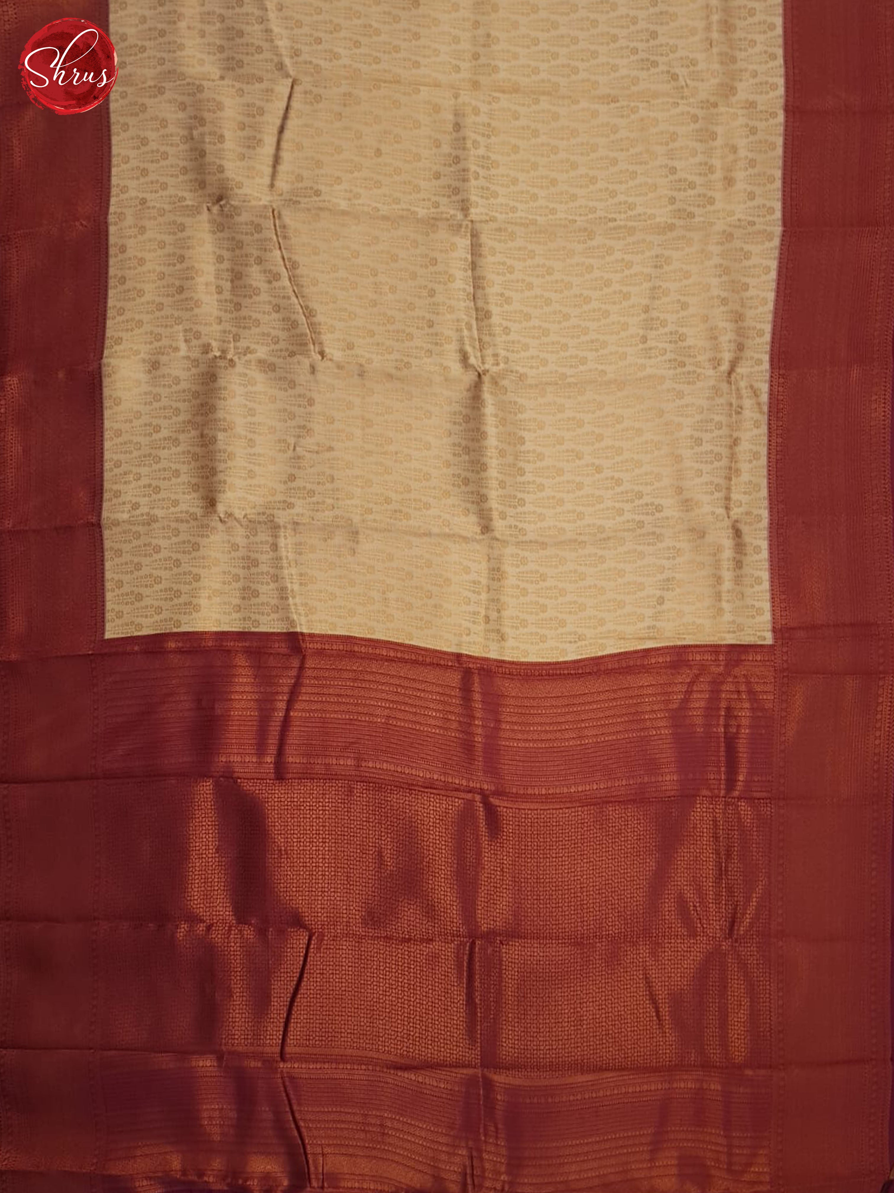 Beige And Arakku Maroon-Semi Kanchipuram Saree - Shop on ShrusEternity.com